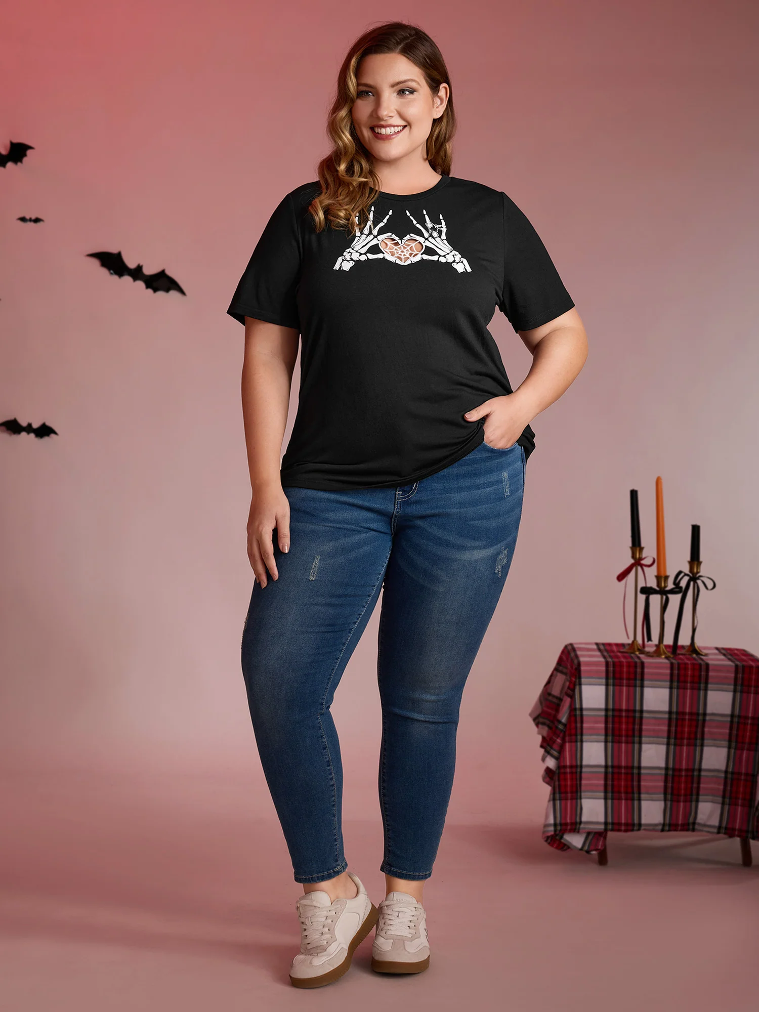 Skeleton Heart Embroidered Cut-Out T-Shirt - Image 3