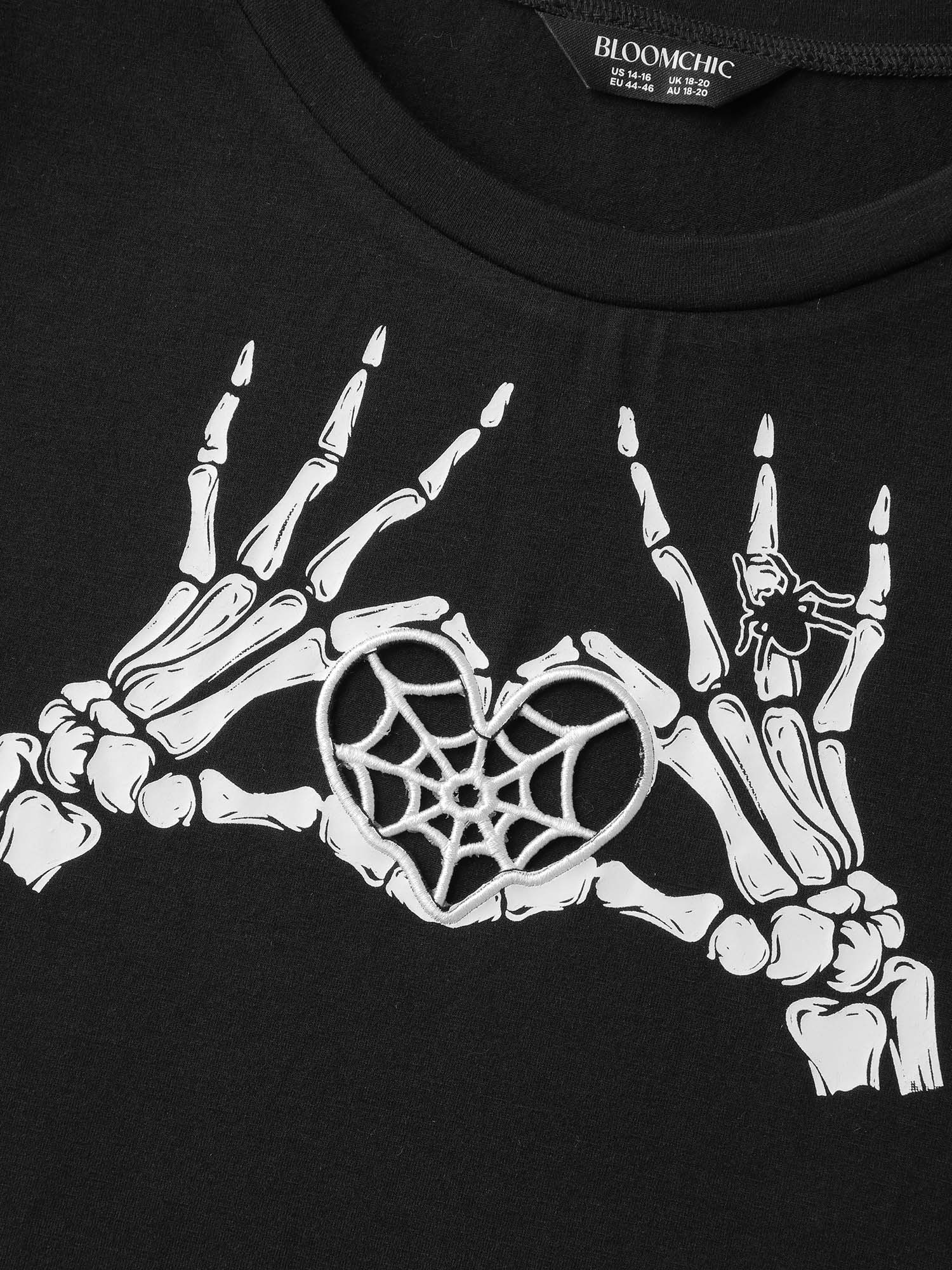Skeleton Heart Embroidered Cut-Out T-Shirt - Image 5