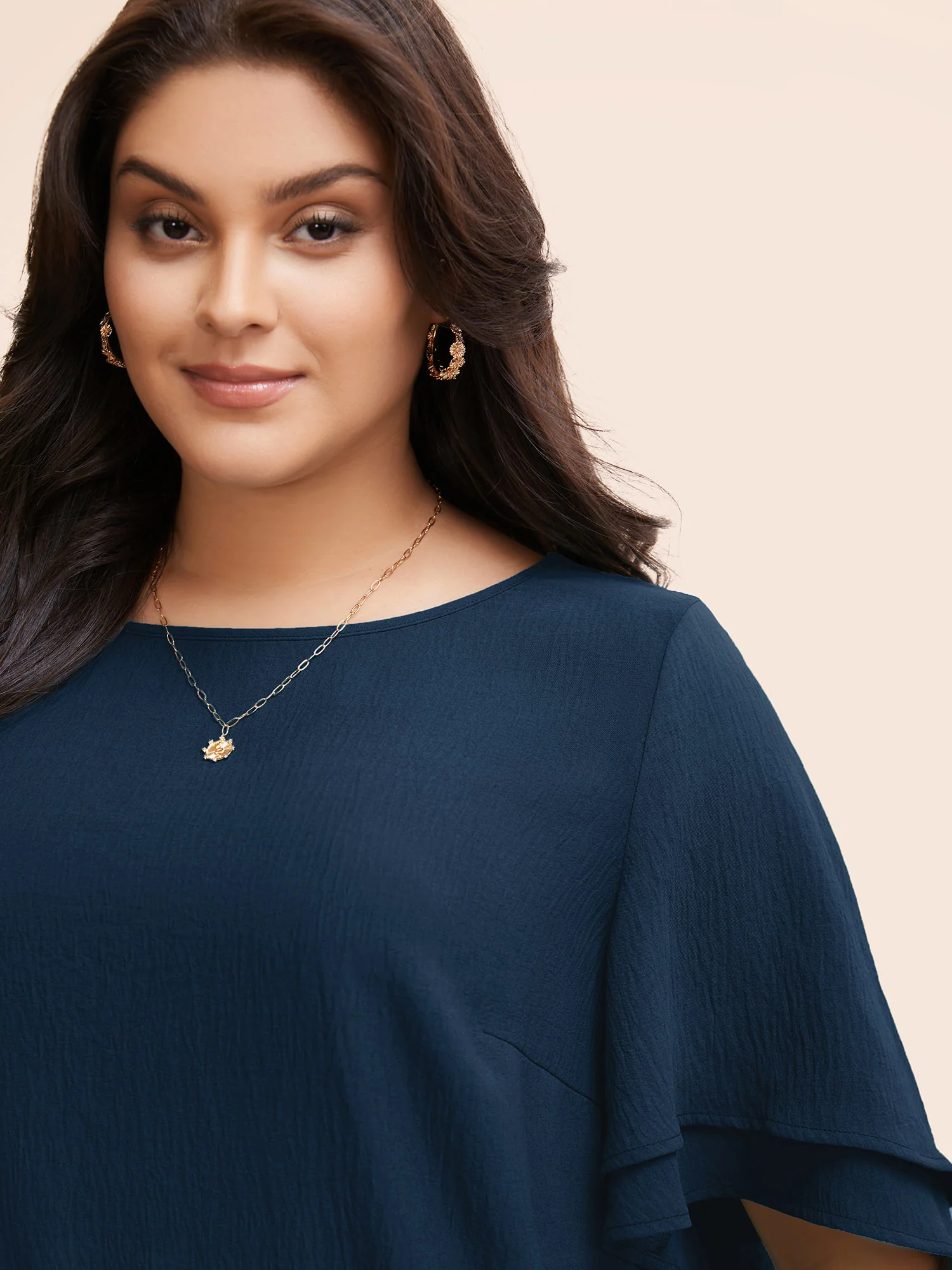 Solid Tiered Ruffles Split Hem Blouse - Image 7