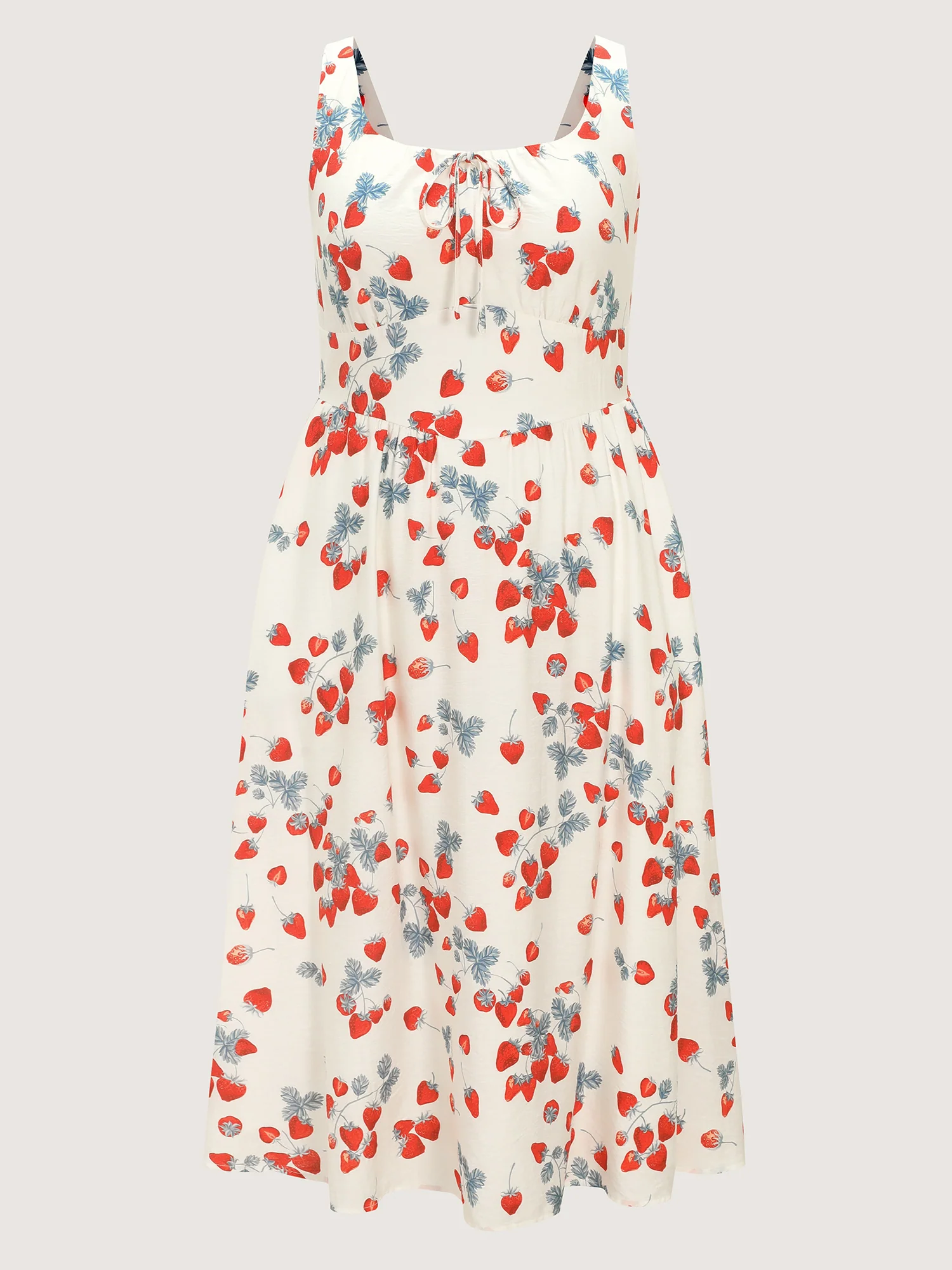 Strawberry Print Cinched-Waist Midi Dress - Image 7