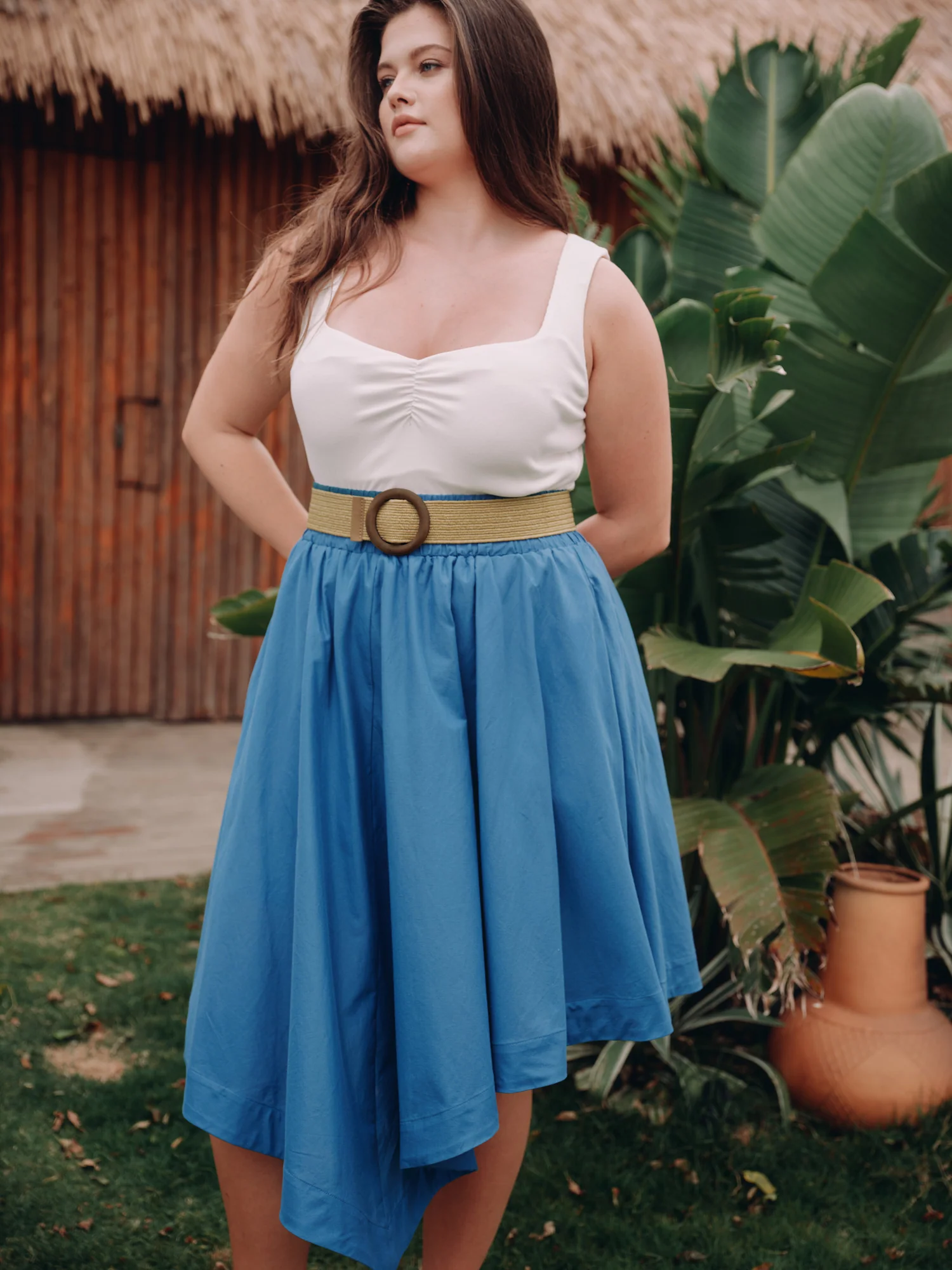 Stretchy Buckle Woven Wide Belt - Image 3