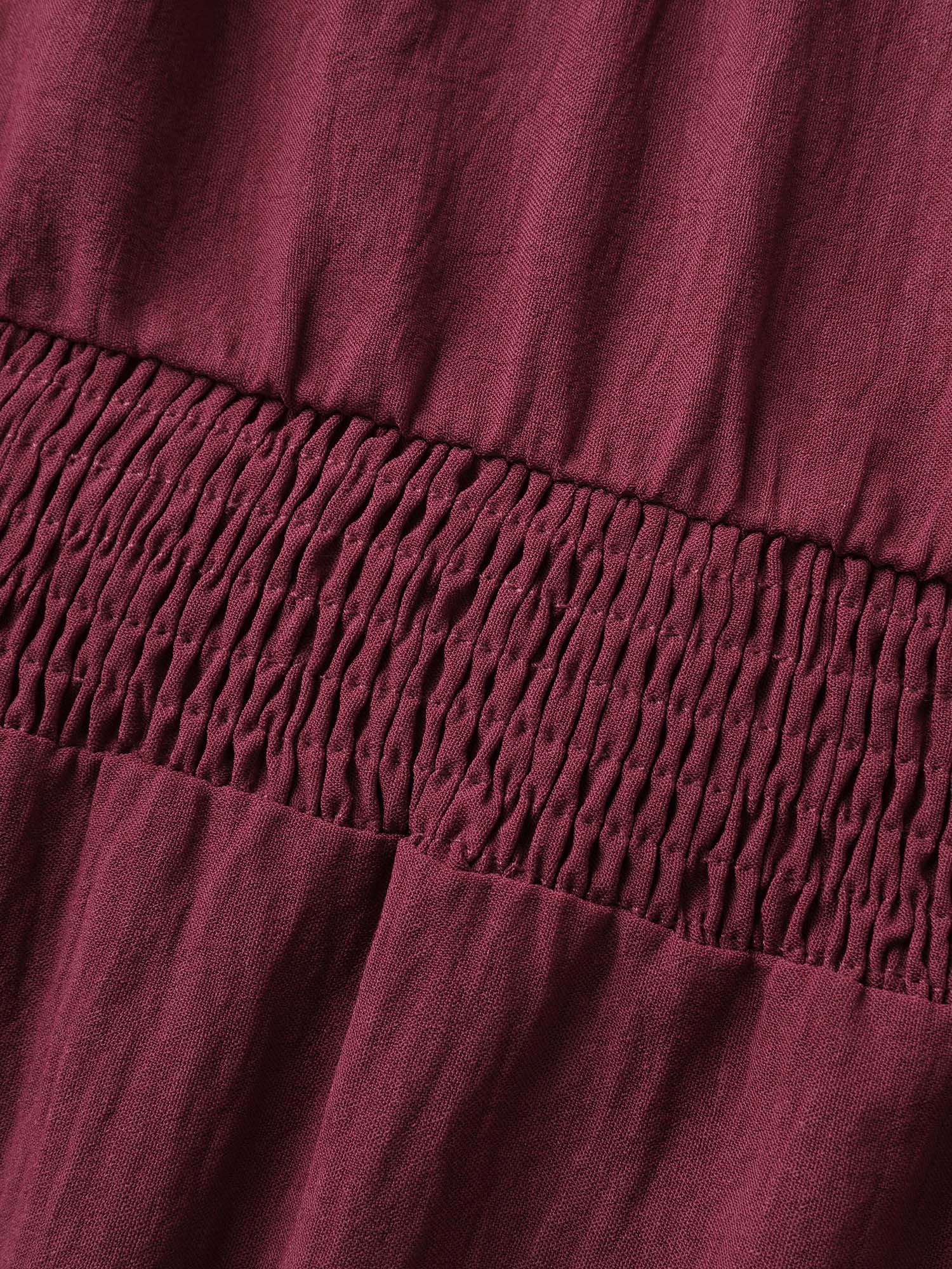 Stretchy Neckline Waist-Cinched Solid Blouse - Image 9
