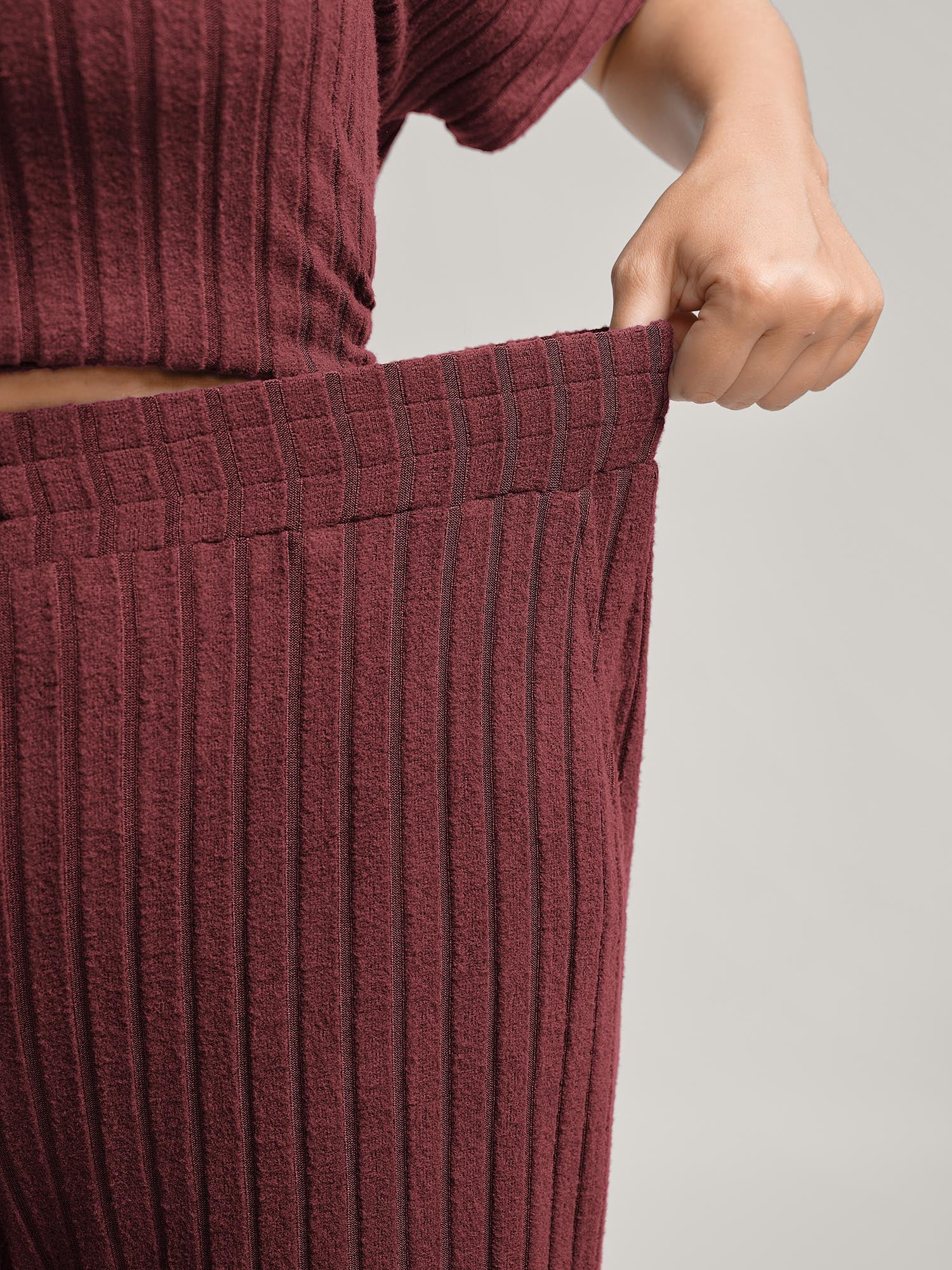Stretchy Pit Strip Solid Loungewear Set - Image 18