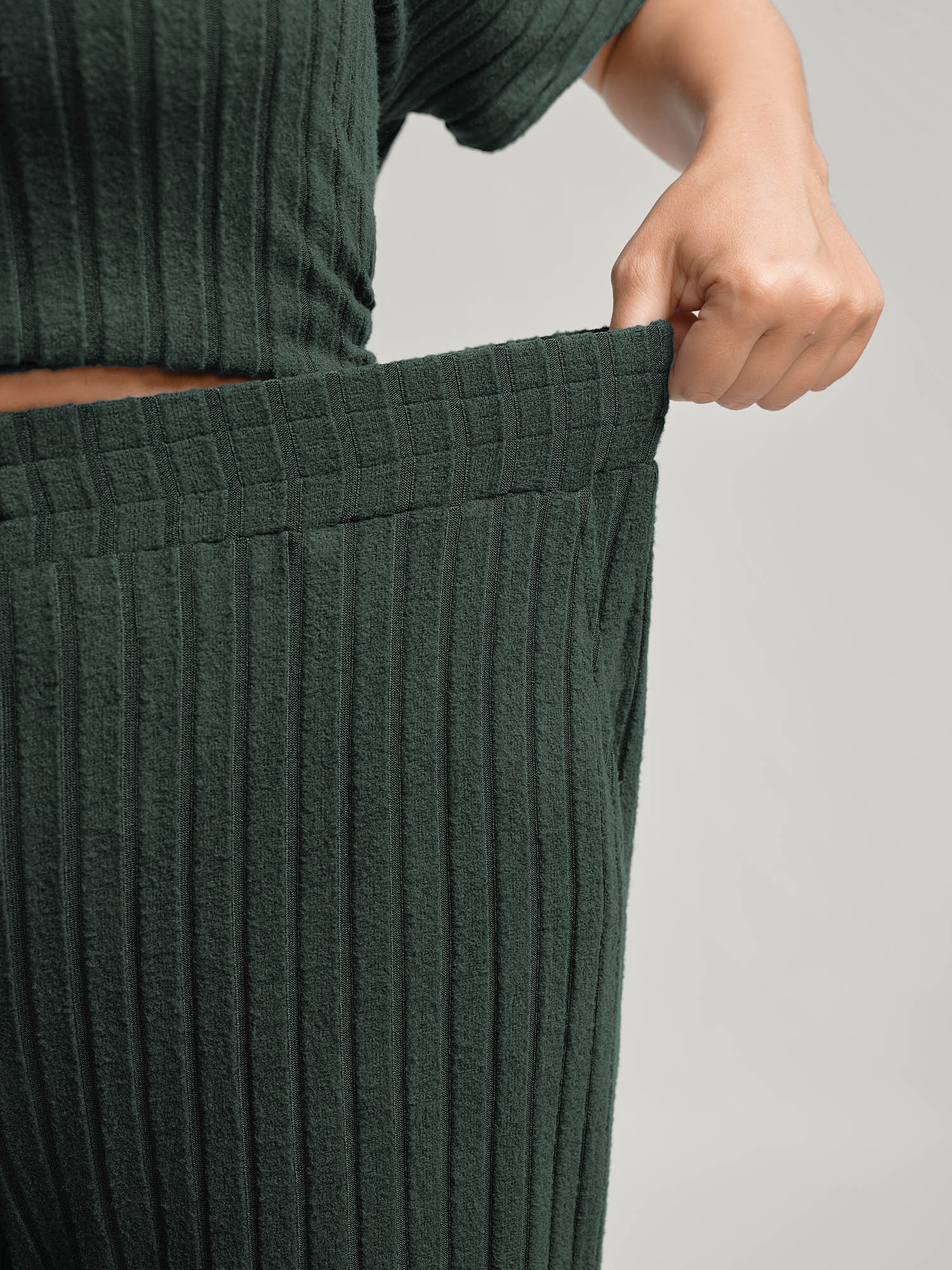 Stretchy Pit Strip Solid Loungewear Set - Image 25