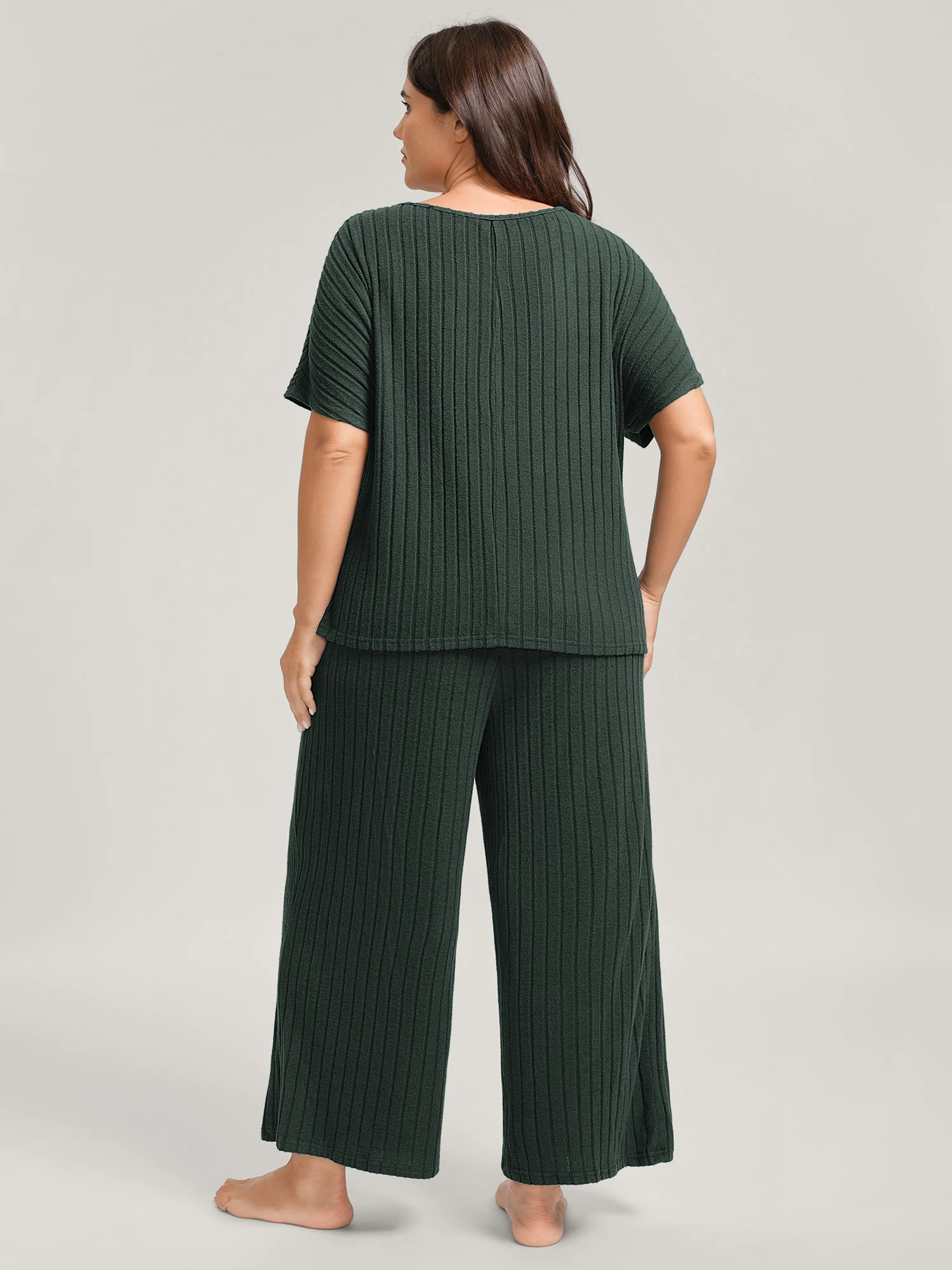 Stretchy Pit Strip Solid Loungewear Set - Image 27