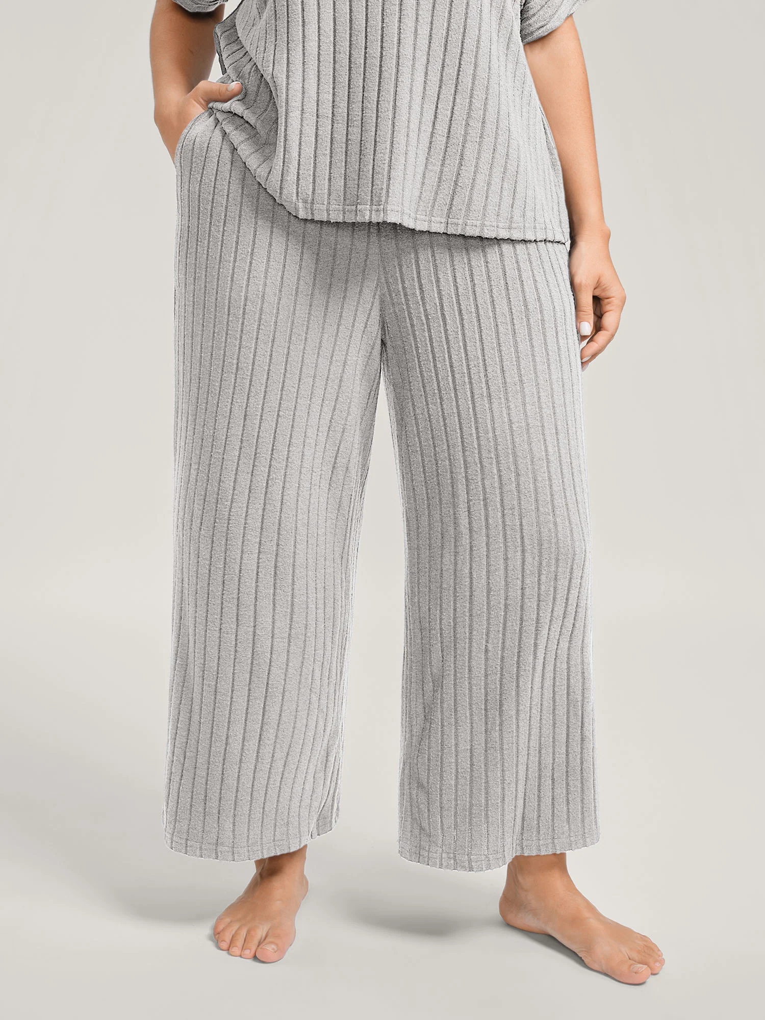Stretchy Pit Strip Solid Loungewear Set - Image 31