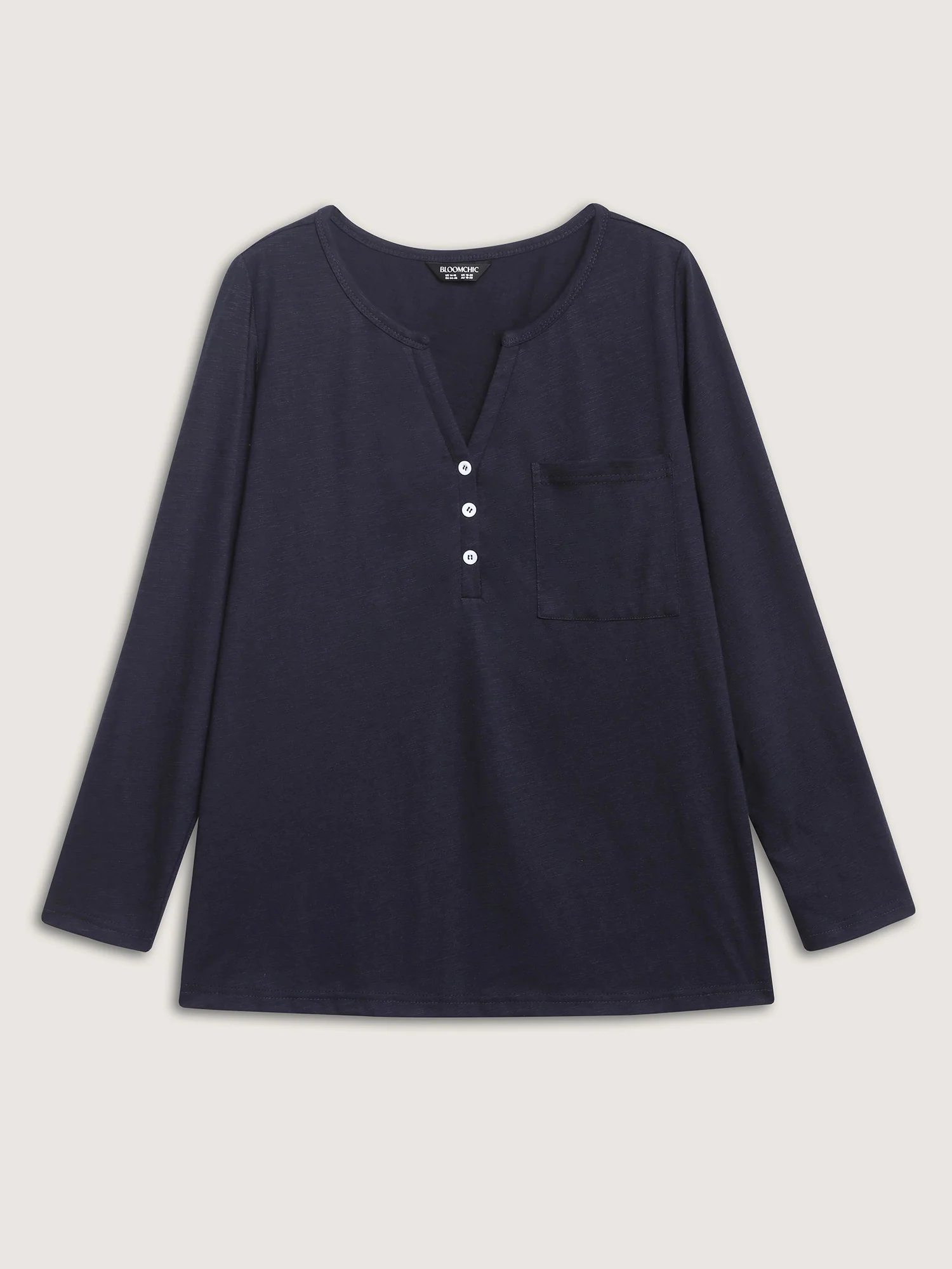 Stretchy Split Button Neckline Basic T-Shirt - Image 7