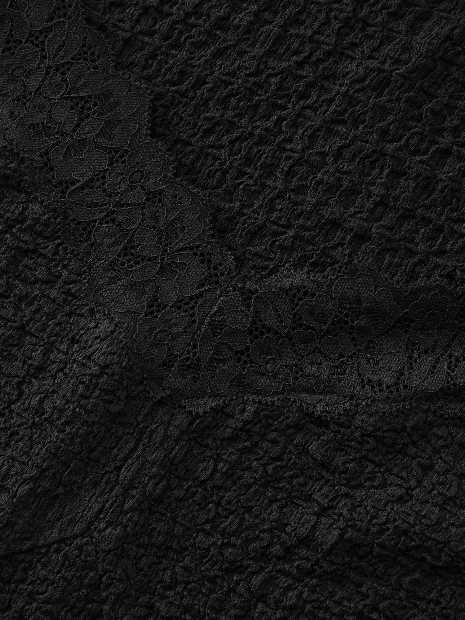 Stretchy Textured Lace Trim Fitted Knit Top - Image 7