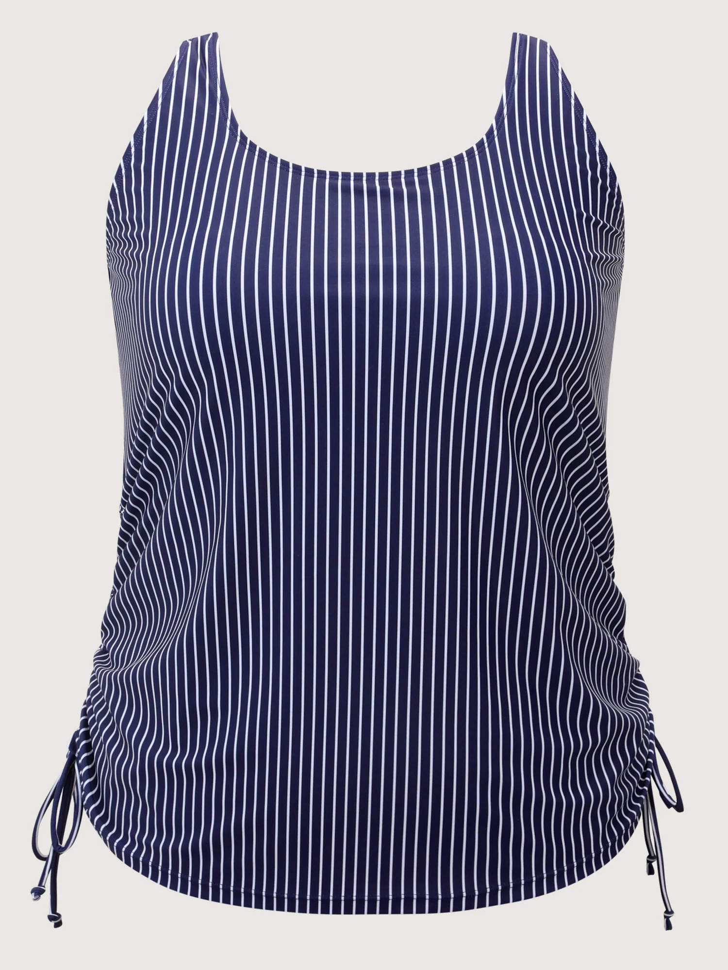 Striped Print Drawstring Sides Swim Top - Image 7