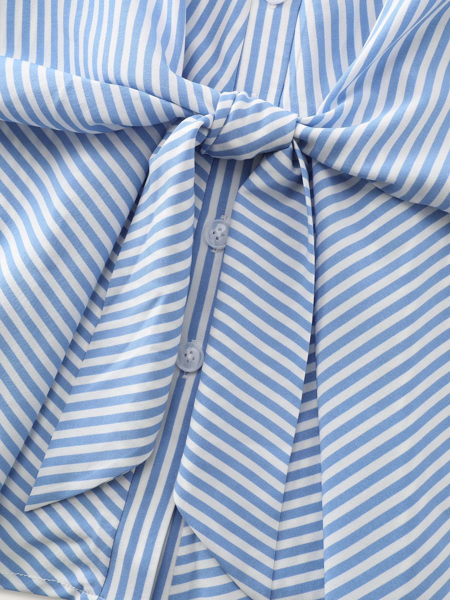 Striped Print Tie-Front Blouse - Image 6