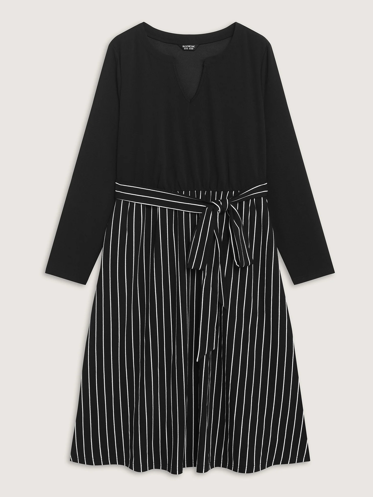 Stripes Color Contrast Belted Midi Dress - Image 7