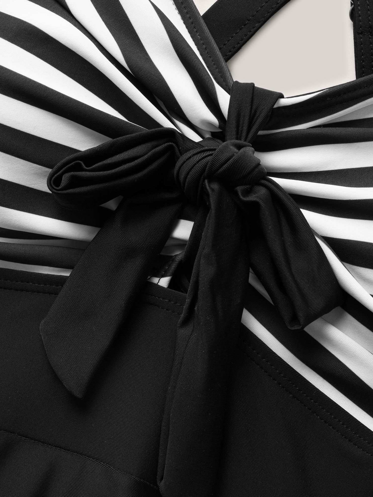 Stripes Patchwork Tie Knot Cross Straps Swim Dress - Image 8