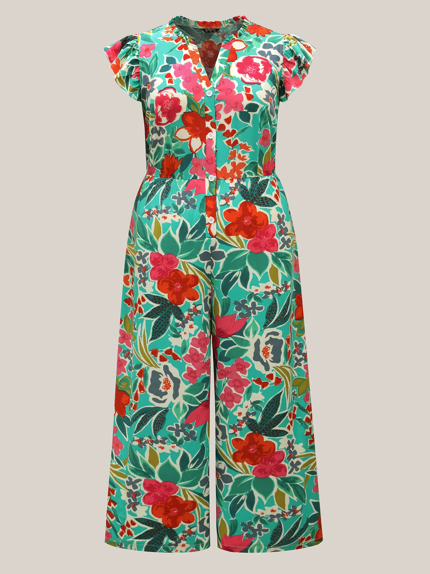 Sunkissed Floral Print Button Wide-Leg Jumpsuit - Image 8