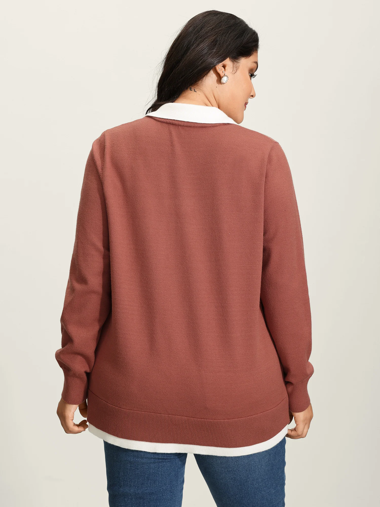 Supersoft 2-in-1 Polo Collar Color Contrast Pullover - Image 4
