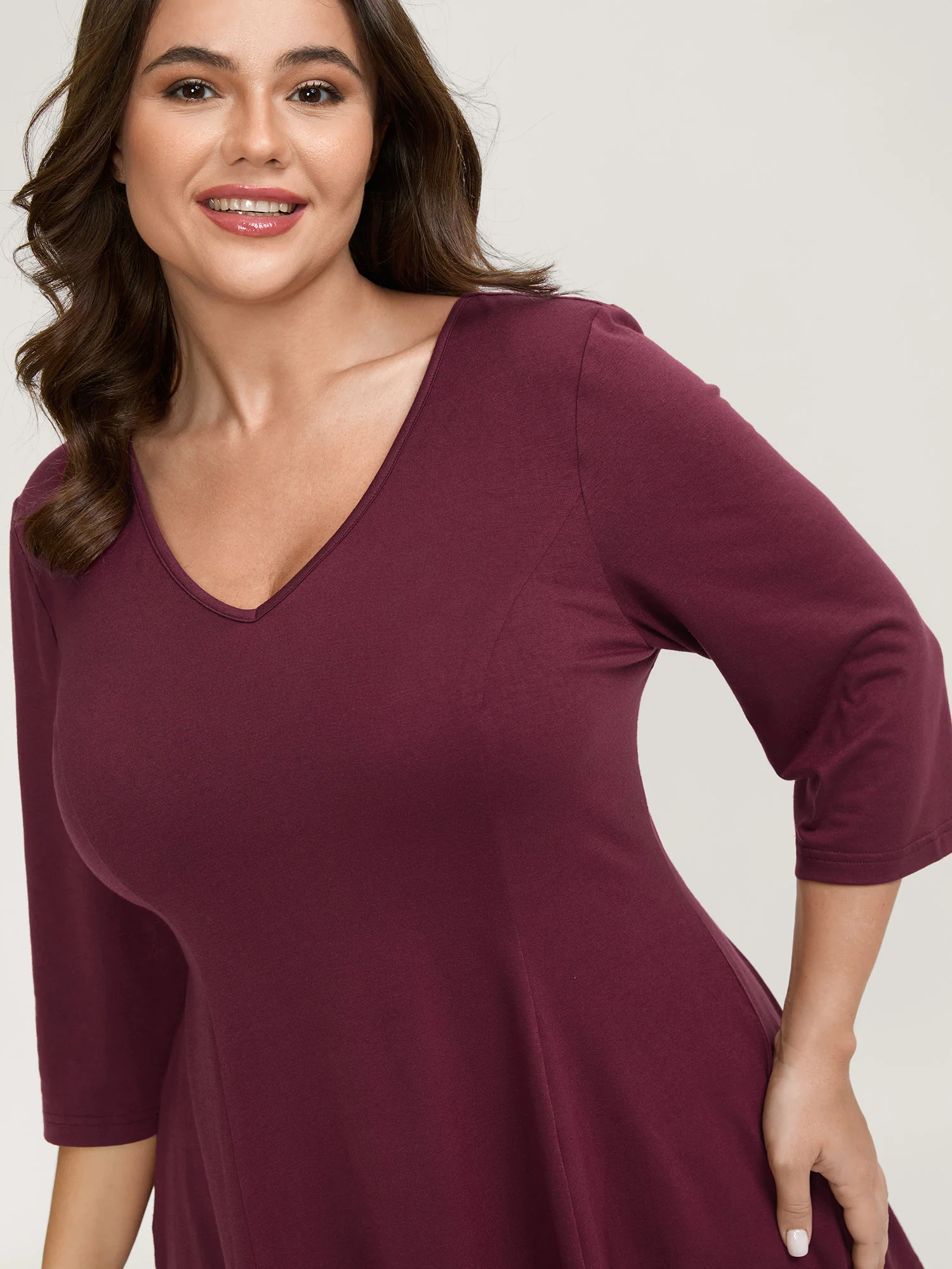 Supersoft Cinched-Flared Waist Knit Top - Image 2