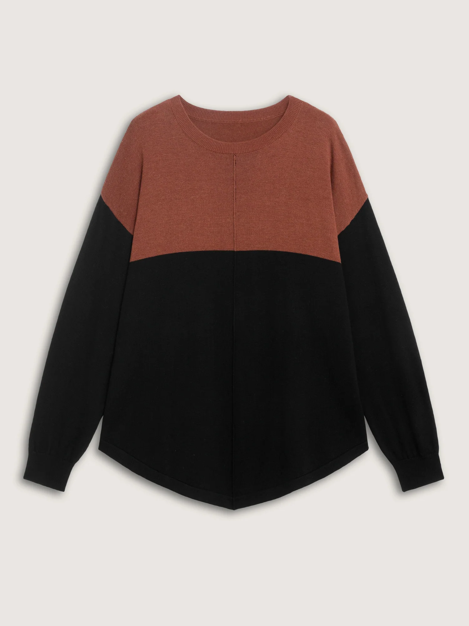 Supersoft Color Block Drop Shoulders Curvy Hem Pullover - Image 6