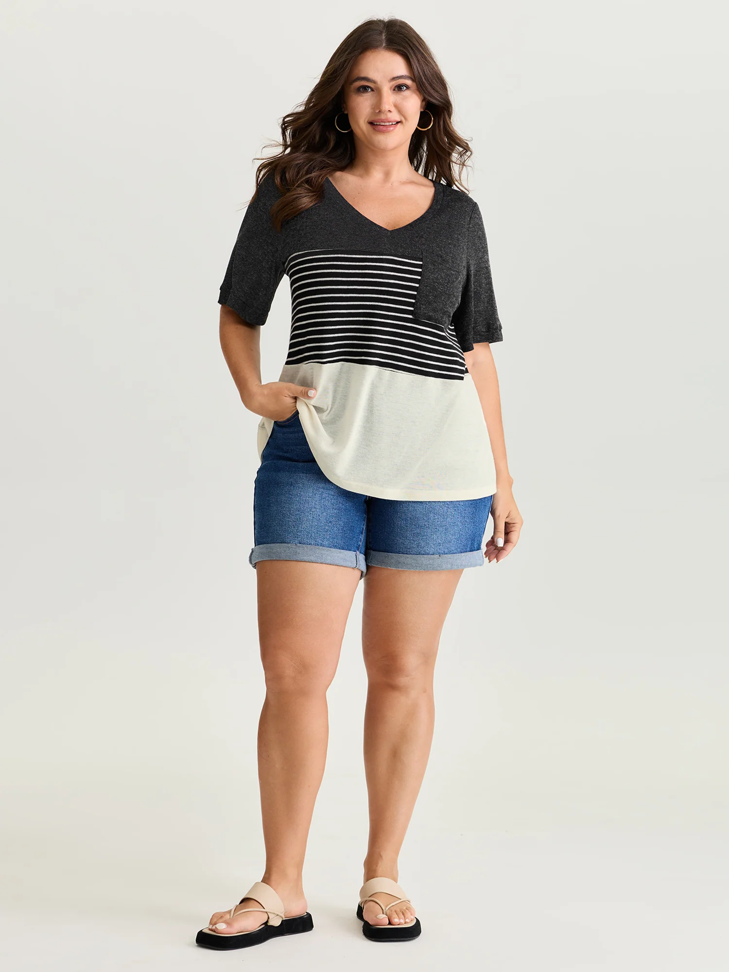 Supersoft Monochrome Stripe Print T-Shirt - Image 3