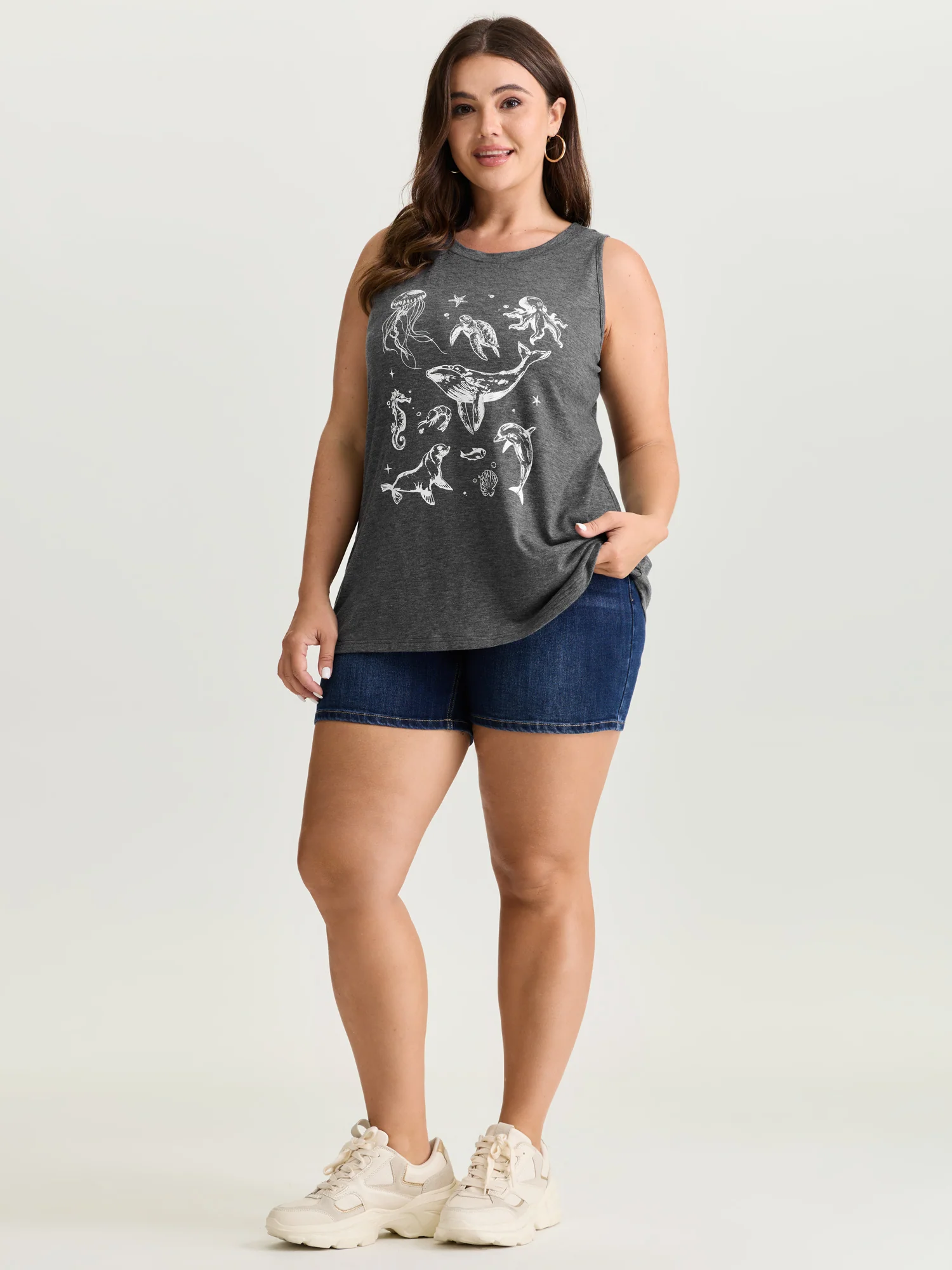 Supersoft Ocean Print Round Neck Tank Top - Image 3
