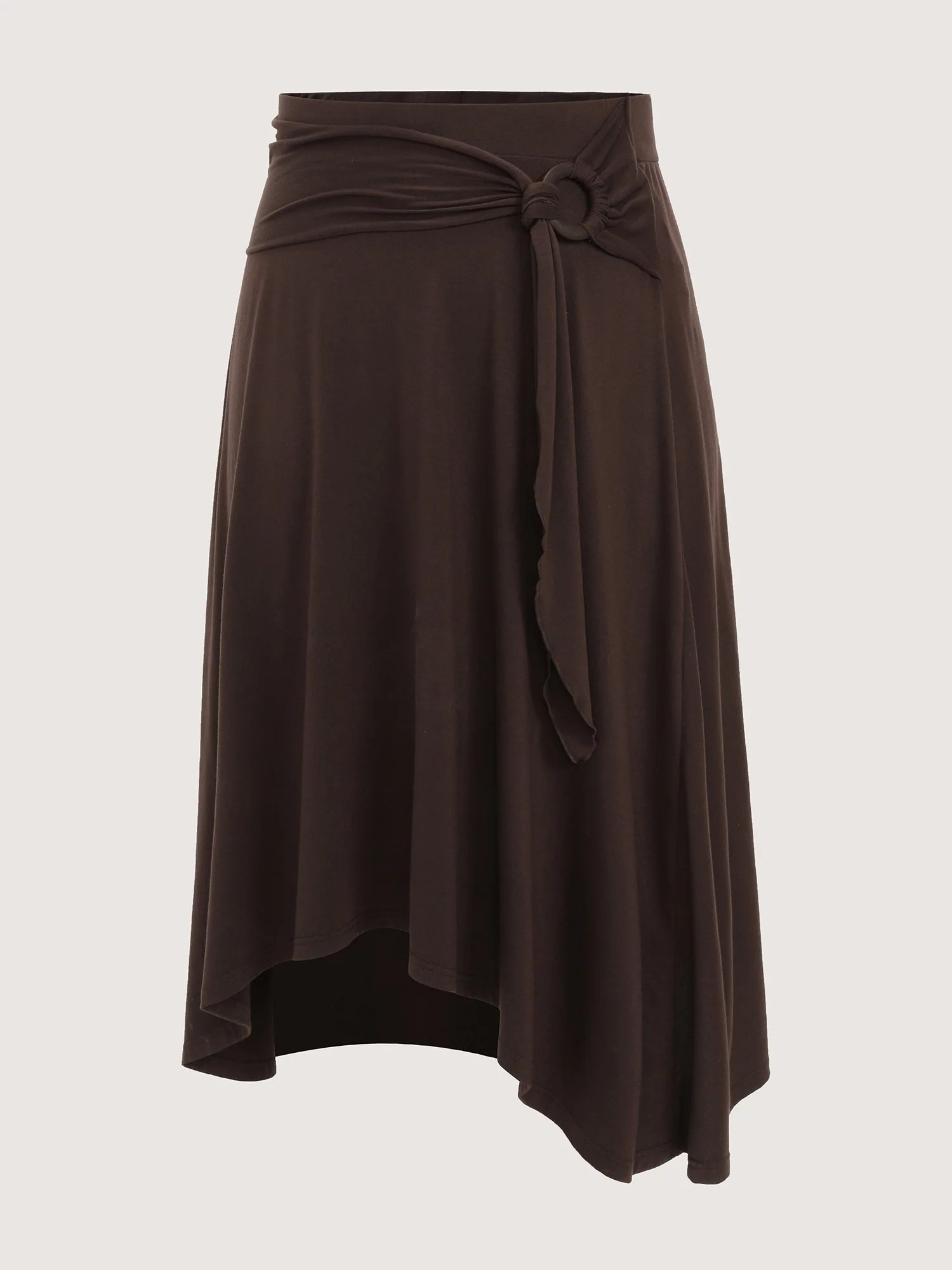 Supersoft Ring Detail Tie Asymmetrical Hem Midi Skirt - Image 6