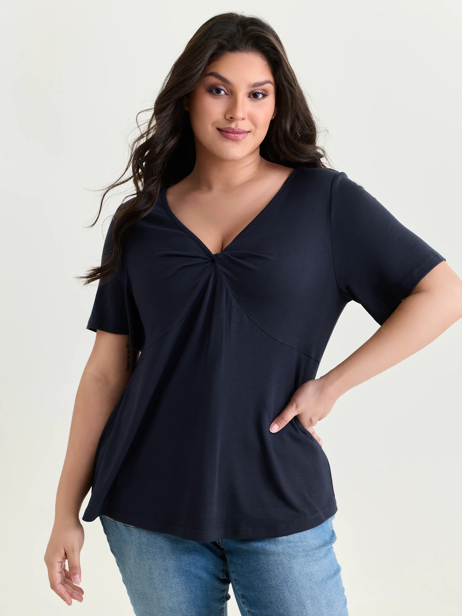 Supersoft Ruched V-Neck T-Shirt