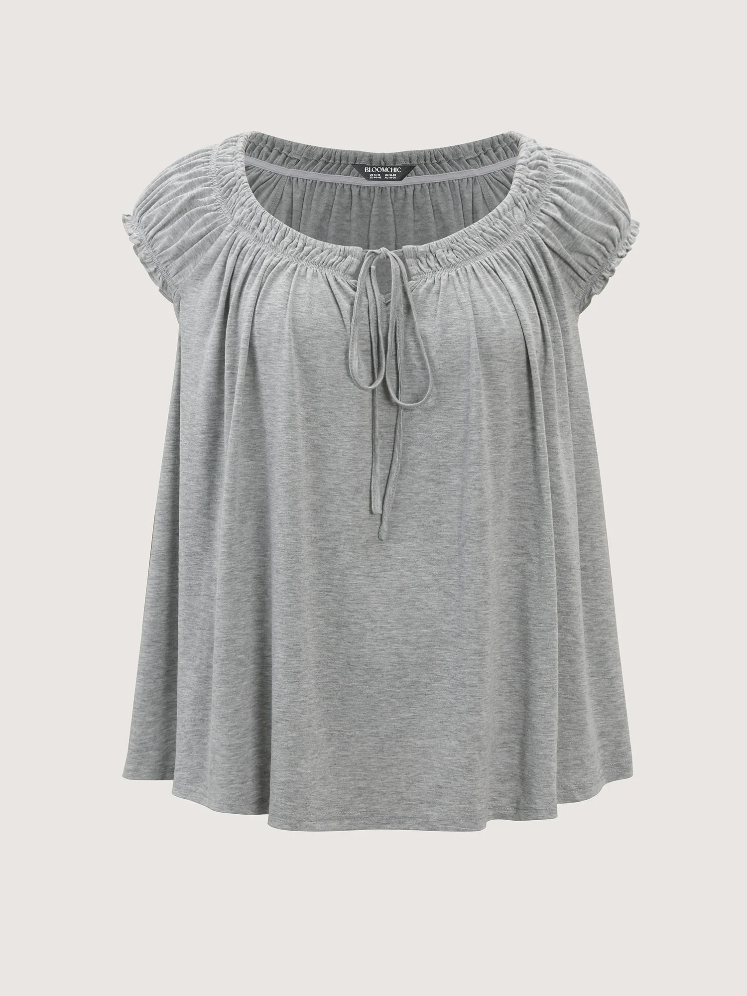Supersoft Shirred Drawstring Neckline Flowy Top - Image 7