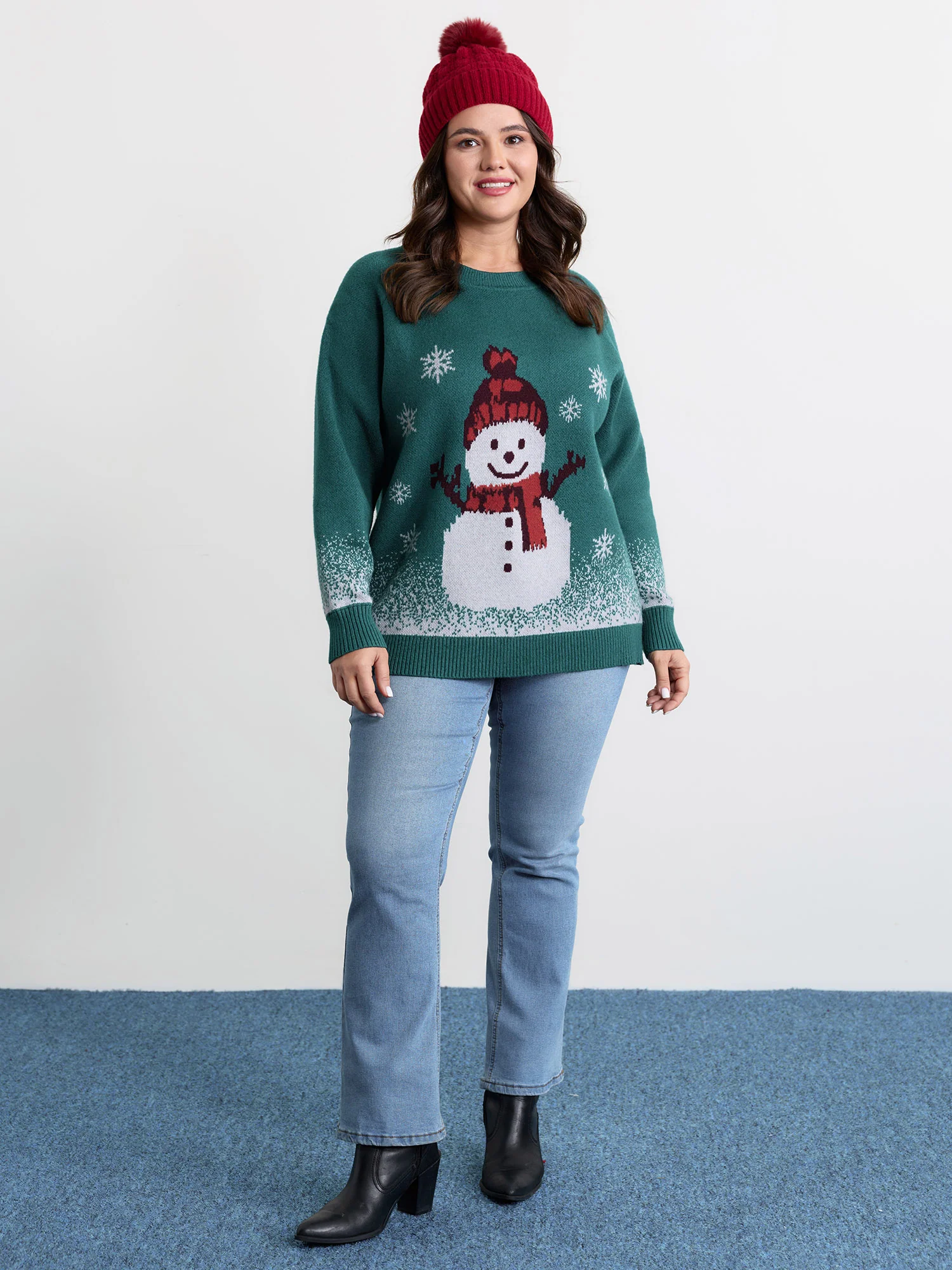 Supersoft Snowman Jacquard Color Block Pullover - Image 3