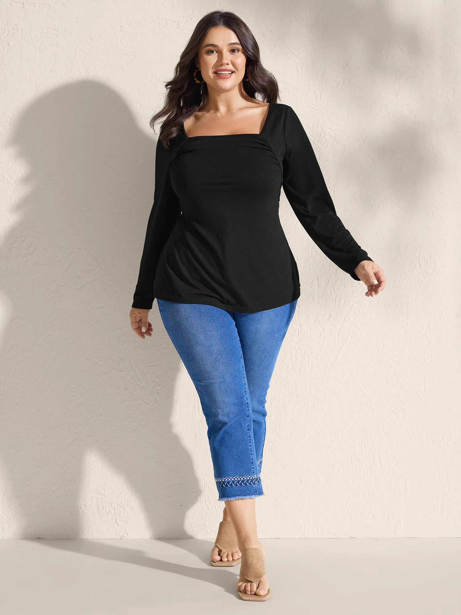 Supersoft Stretchy Pleated Bodice T-Shirt - Image 3