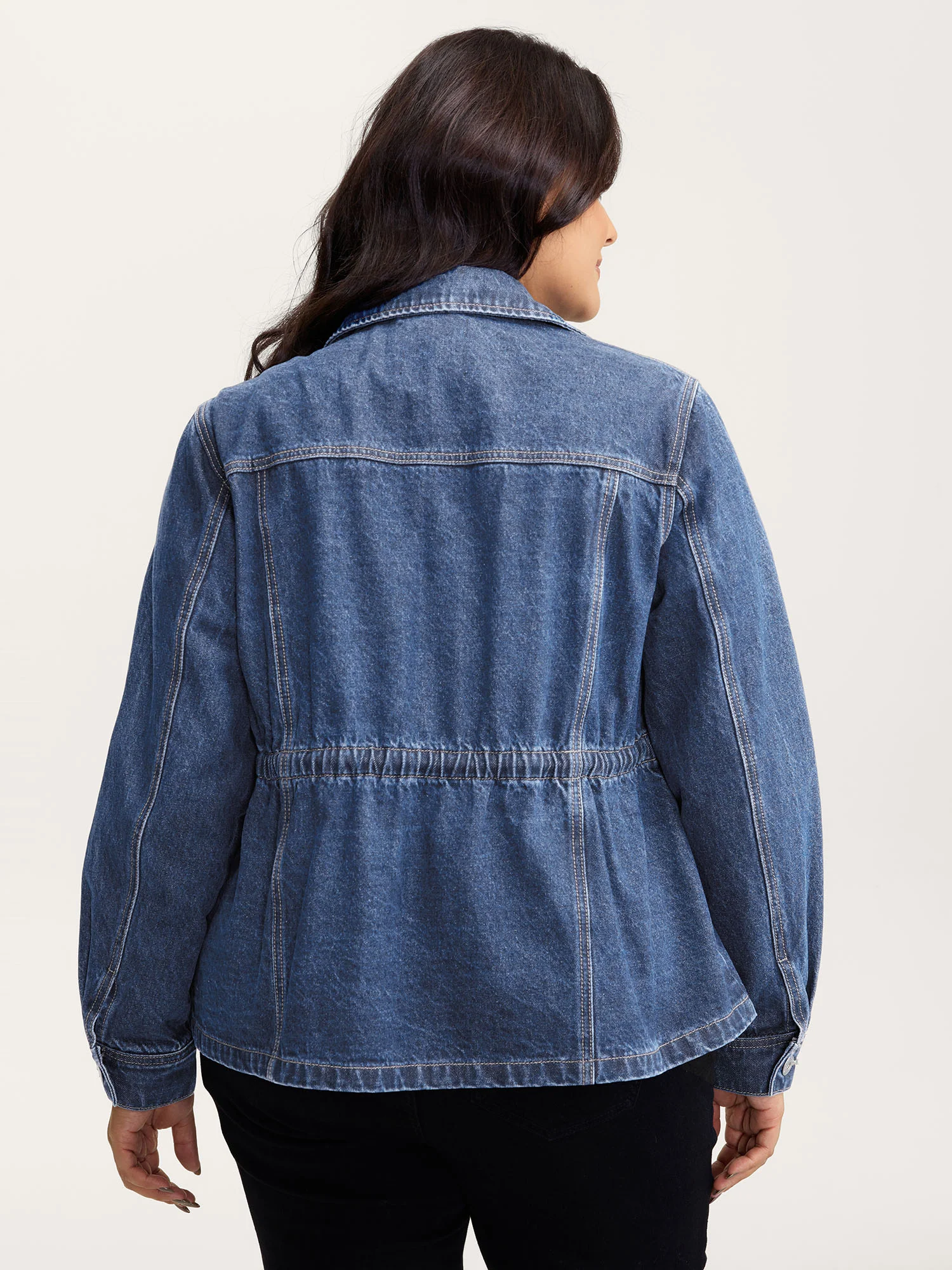 Supersoft Stretchy Waist Button-Down Denim Jacket - Image 10