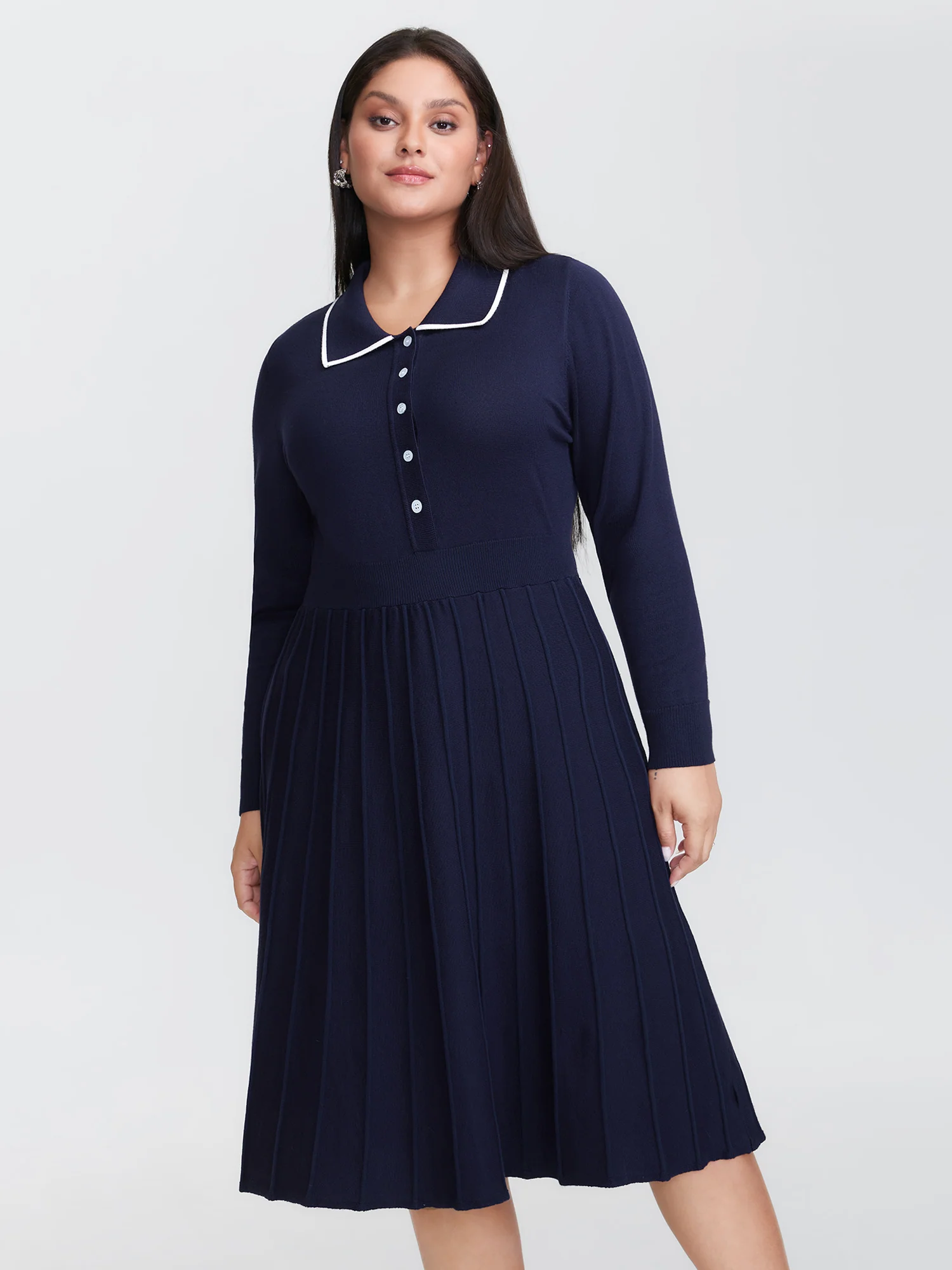 Supersoft Textured Polo Collar Sweater Dress - Image 3