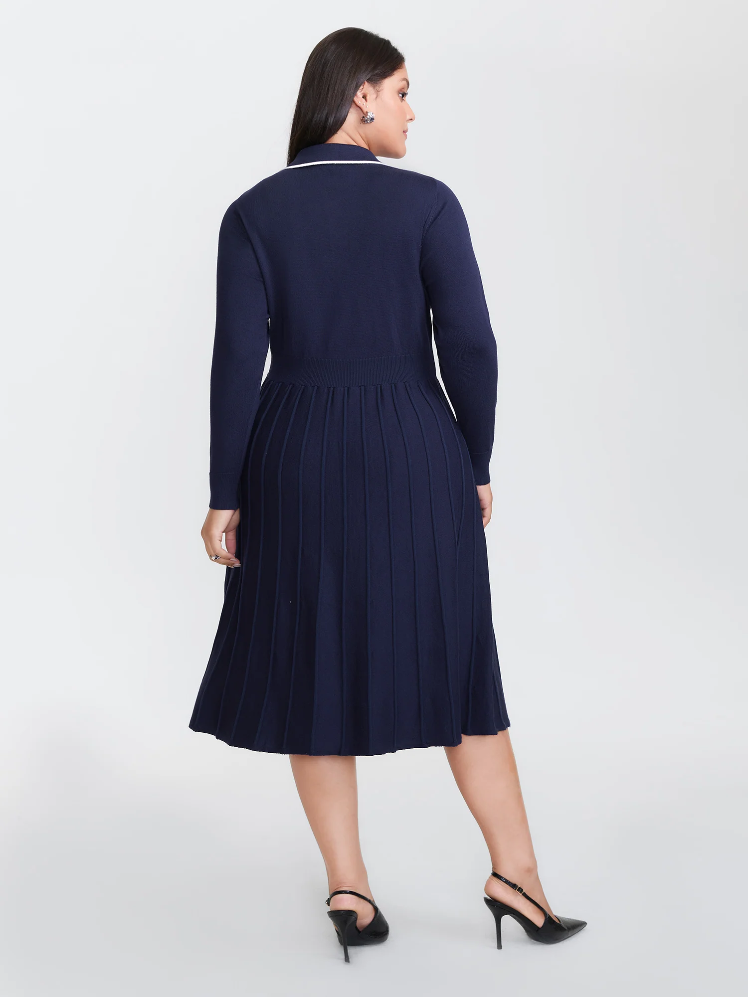Supersoft Textured Polo Collar Sweater Dress - Image 4