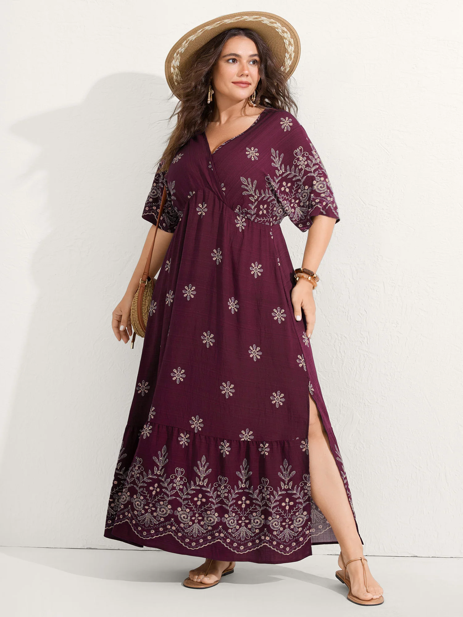 Surplice Neck Split Side Pockets Maxi Dress - Image 3