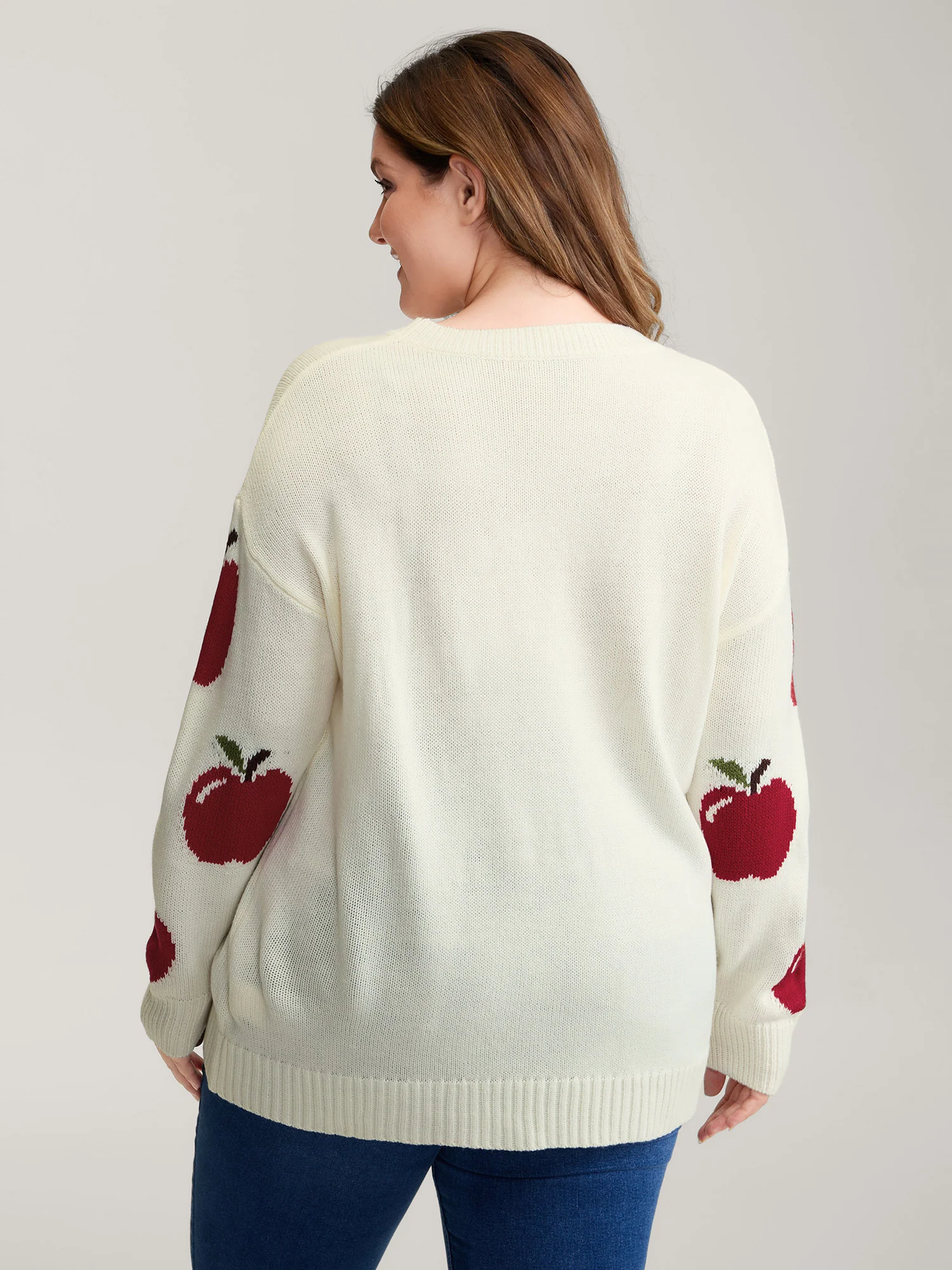 Sweet Apple Print Jacquard Print Pullover - Image 4