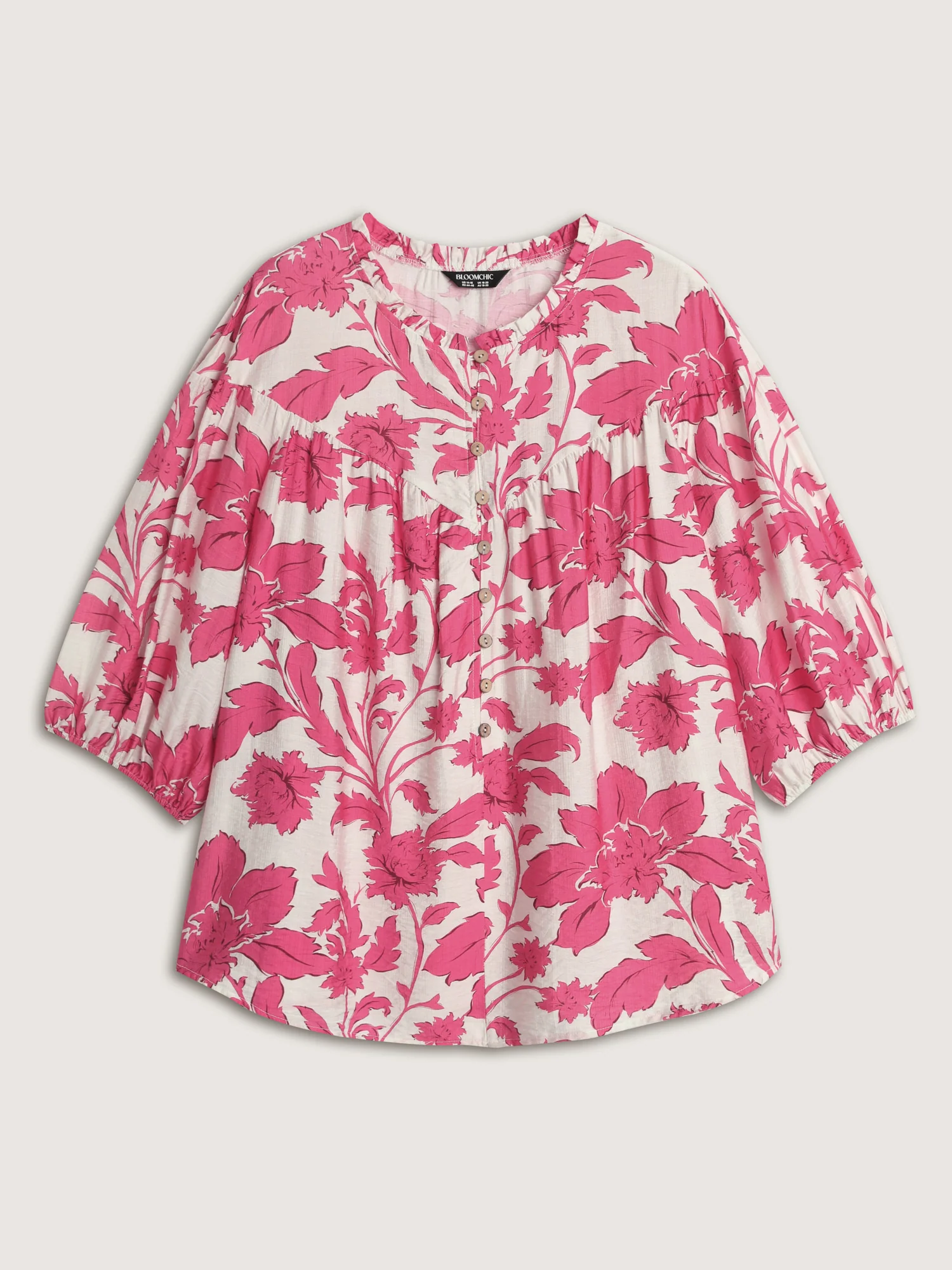 Sweet Floral Print Button Front Blouse - Image 7