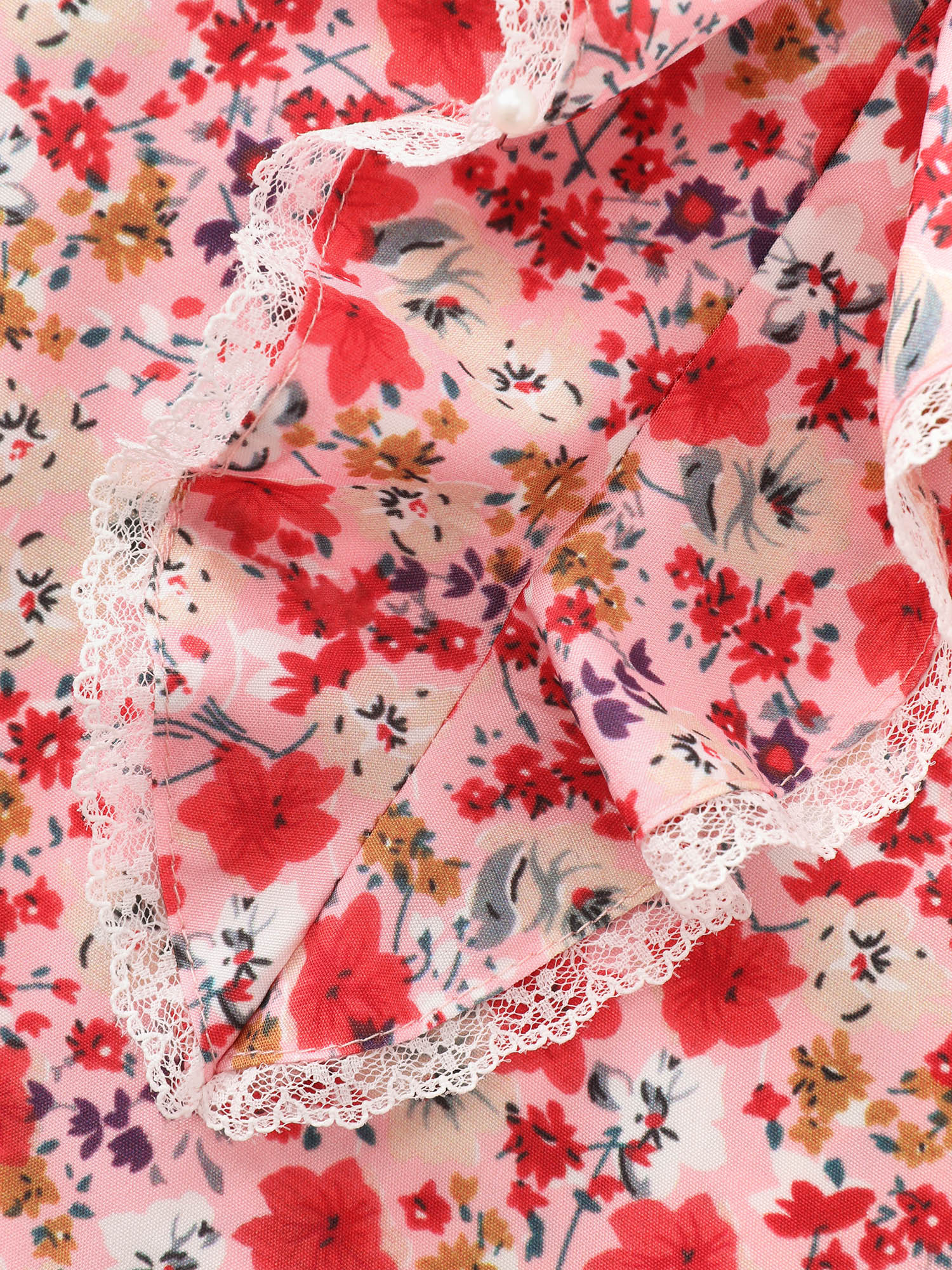 Sweet Floral Print Lettuce Leaf Detail Blouse - Image 6