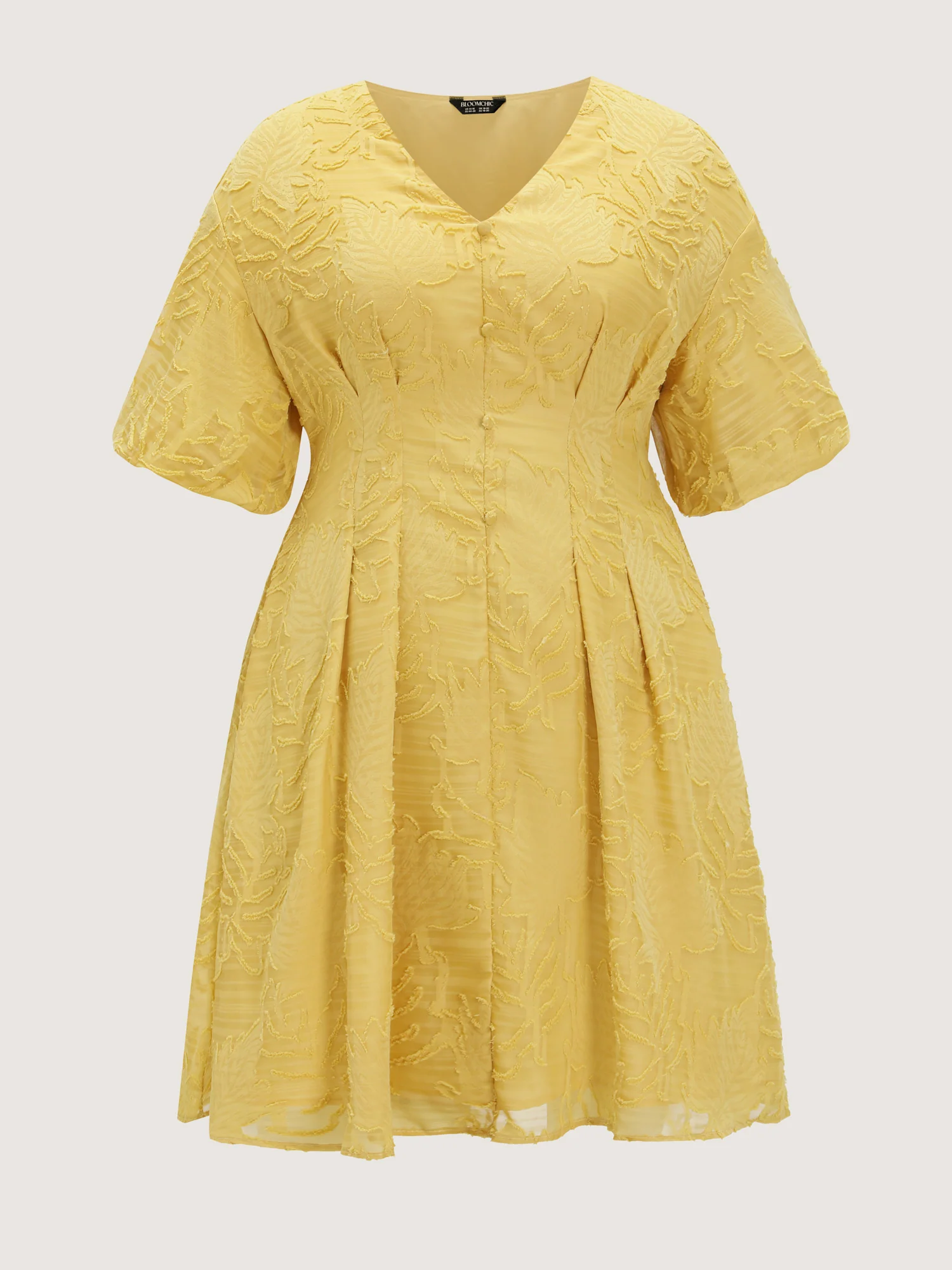 Textured Cinched-Waist V-Neck Mini Dress - Image 7
