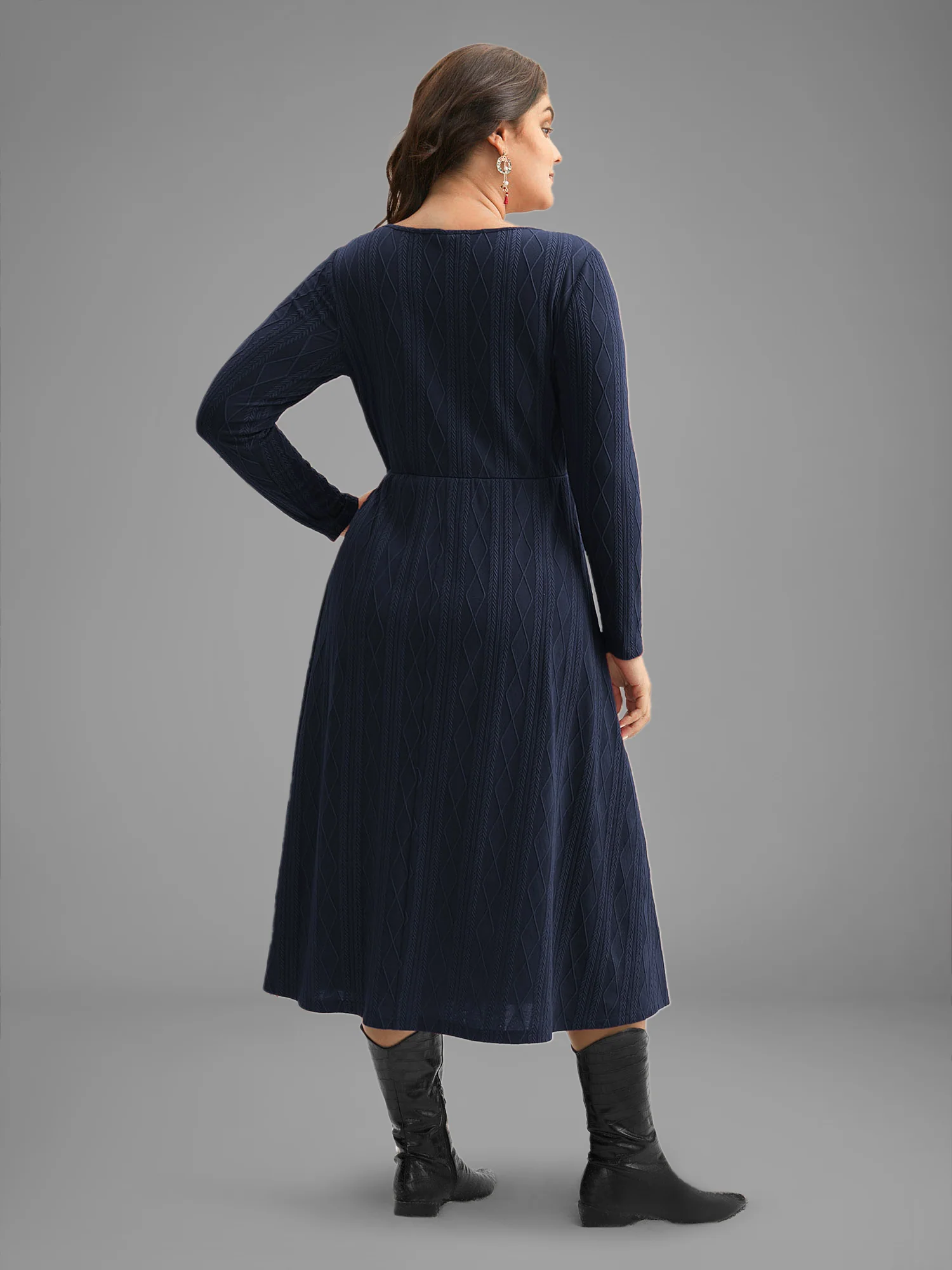 Textured Knit Fit-And-Flare Midi Dress - Image 12