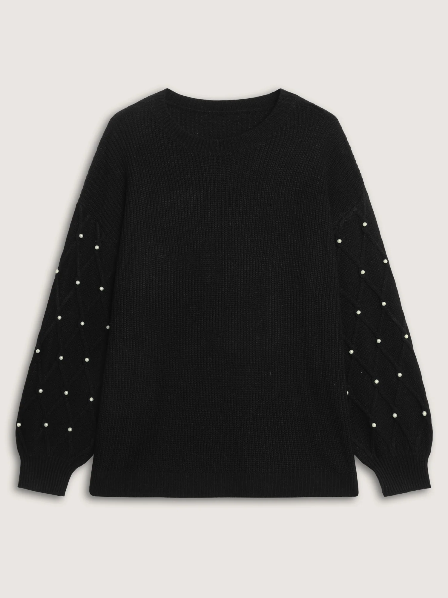 Textured Pearl Detail Drop Shoulder Pullover - Image 7