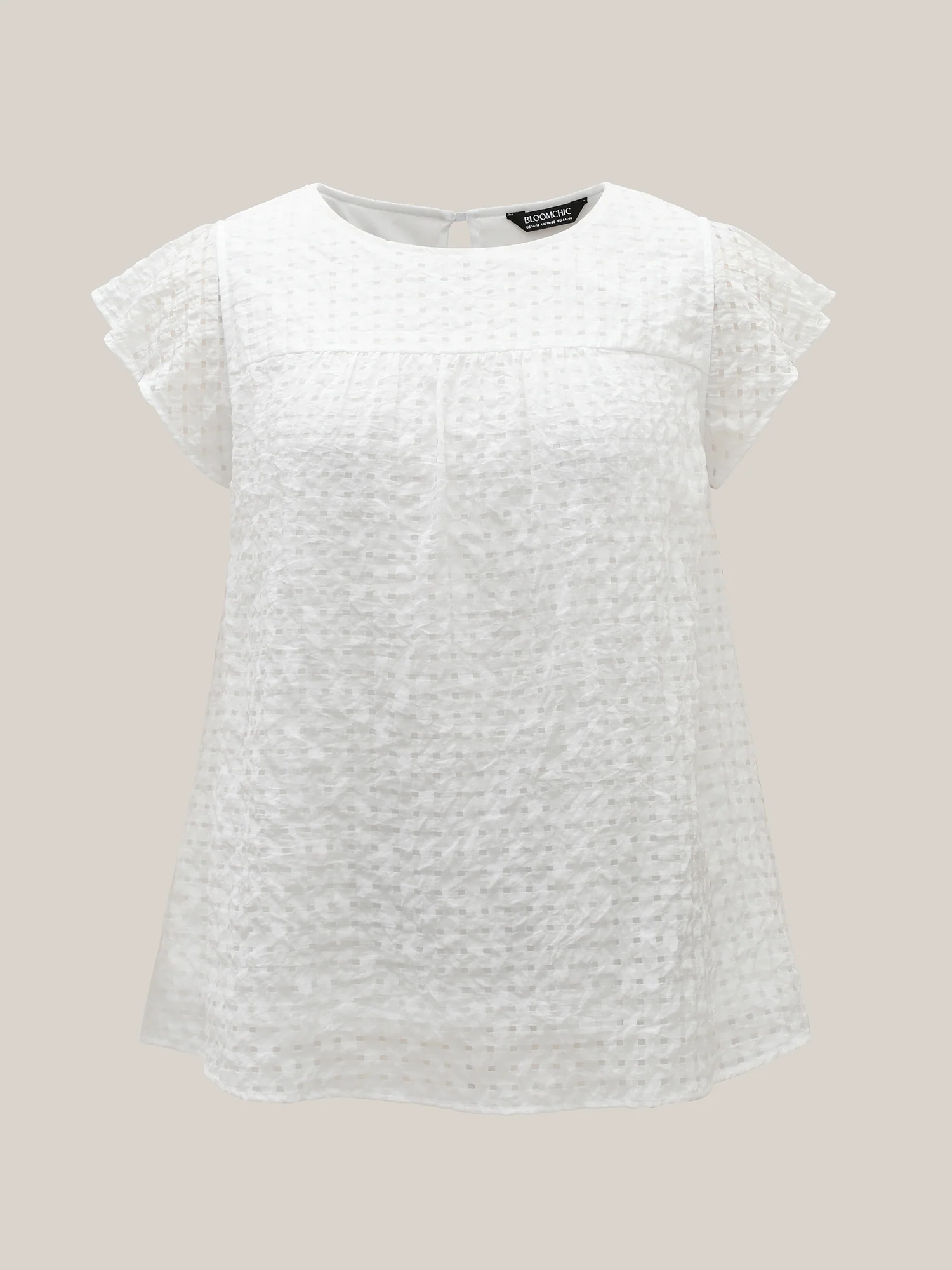 Textured Sheer Lined Flutter Sleeve Blouse - Image 7