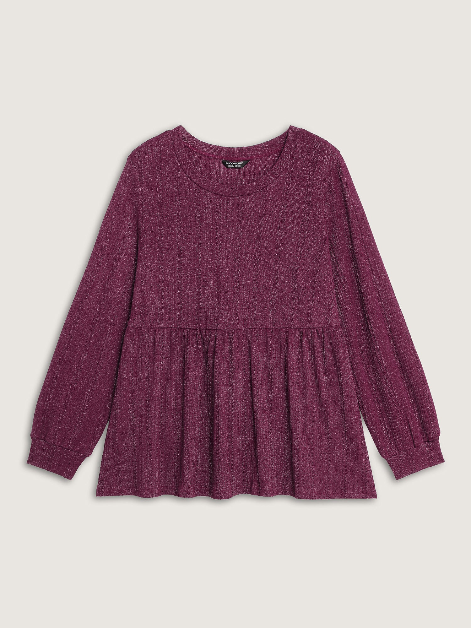 Textured Stretchy Flared Knit Top - Image 11