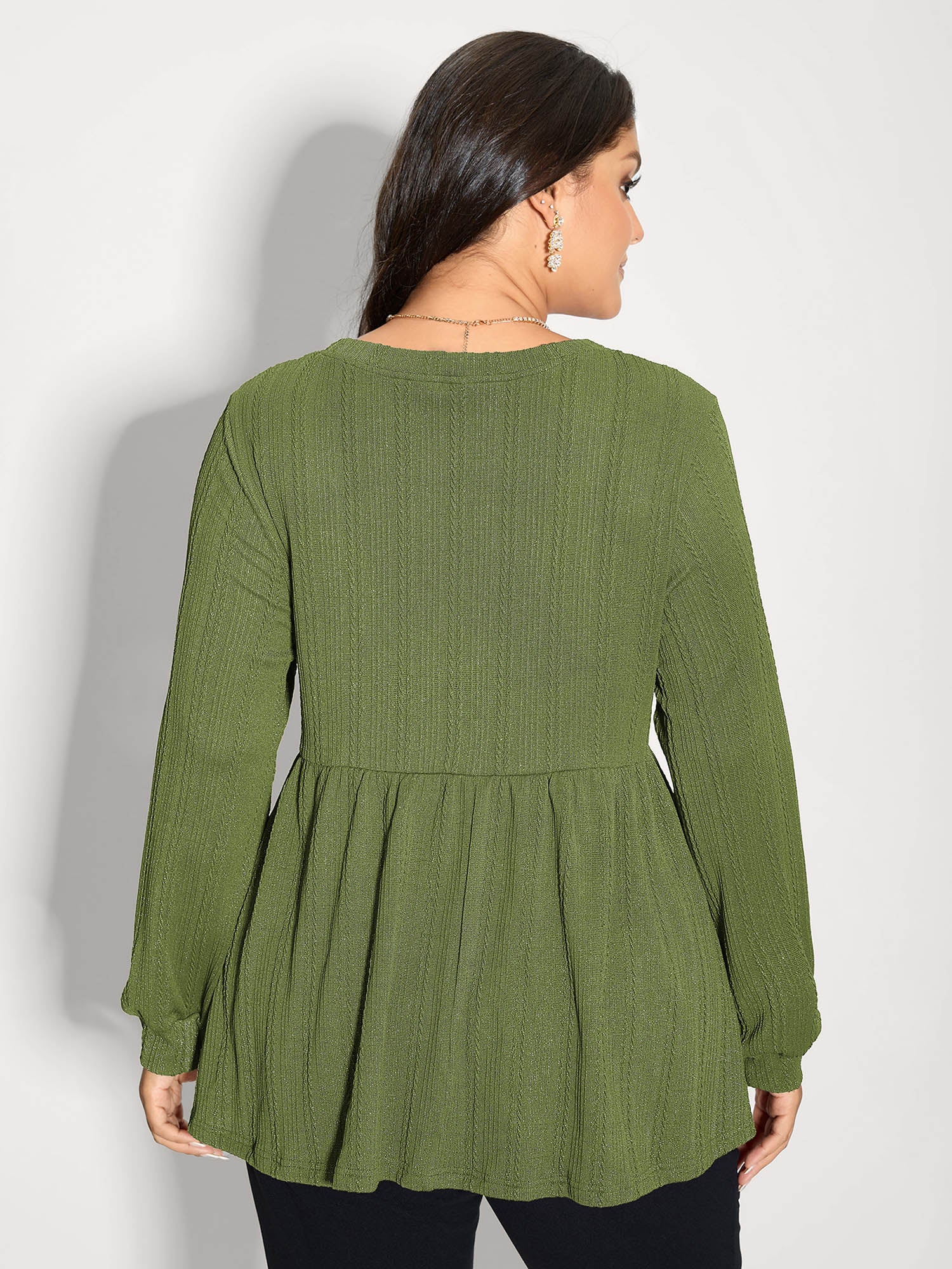 Textured Stretchy Flared Knit Top - Image 4
