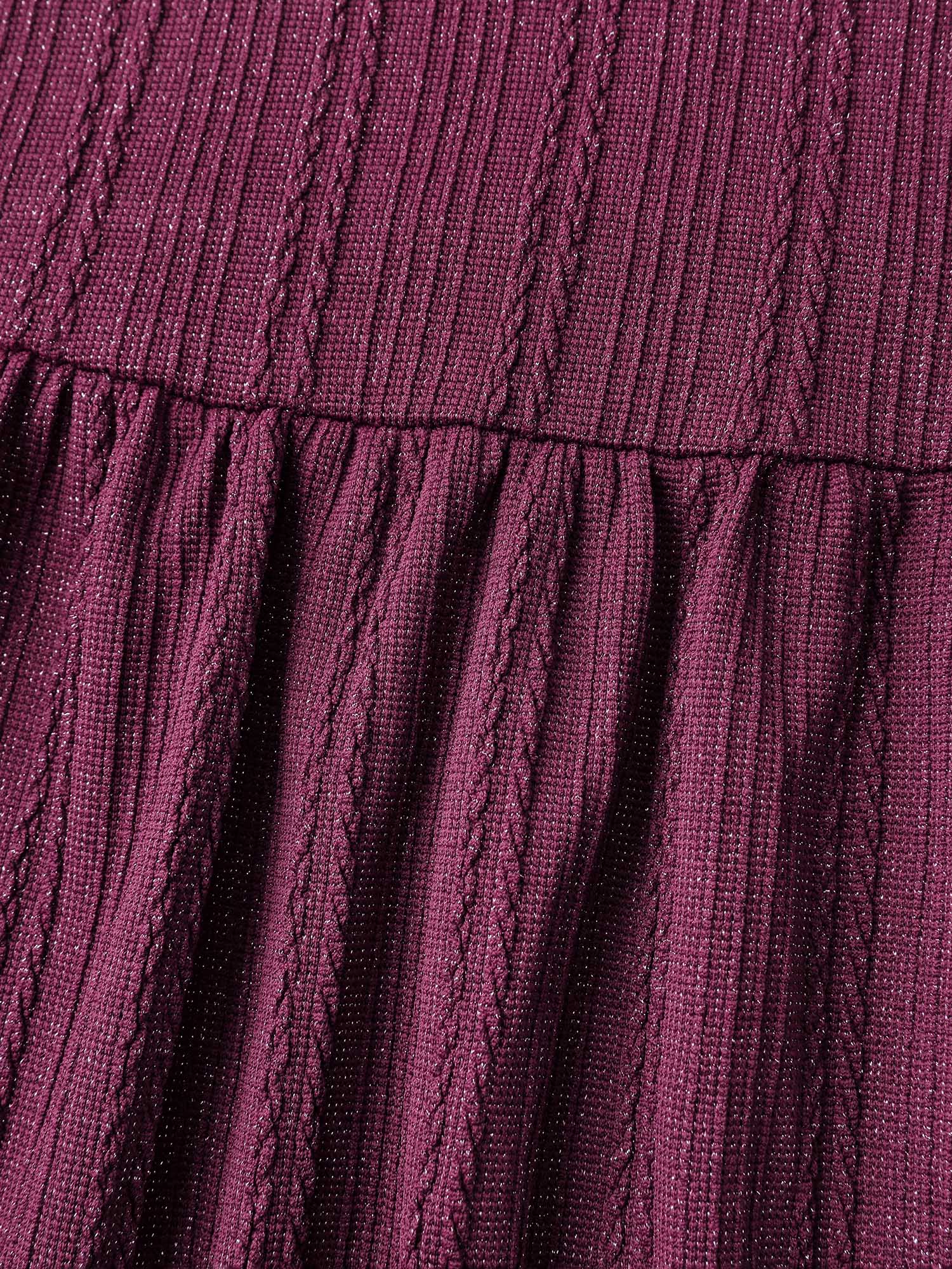 Textured Stretchy Flared Knit Top - Image 9