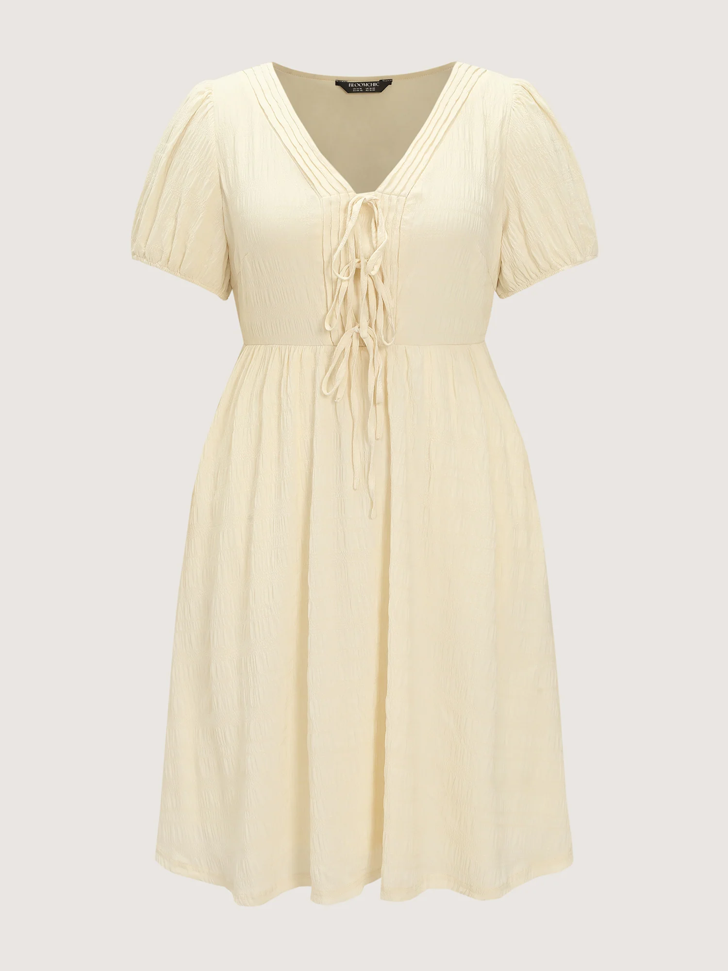 Textured Triple Front Tie Midi Dress - Image 7