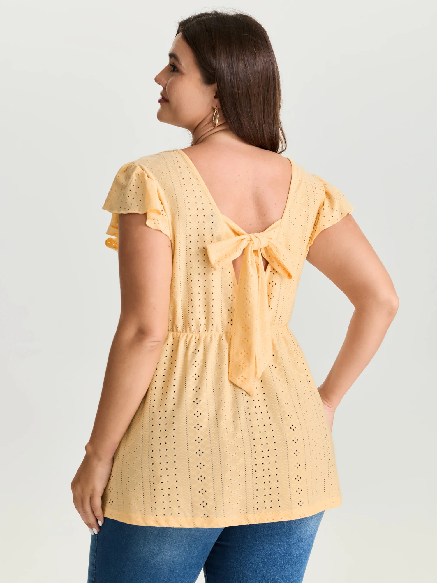 Textured V-Neck Babydoll Knit Top - Image 5