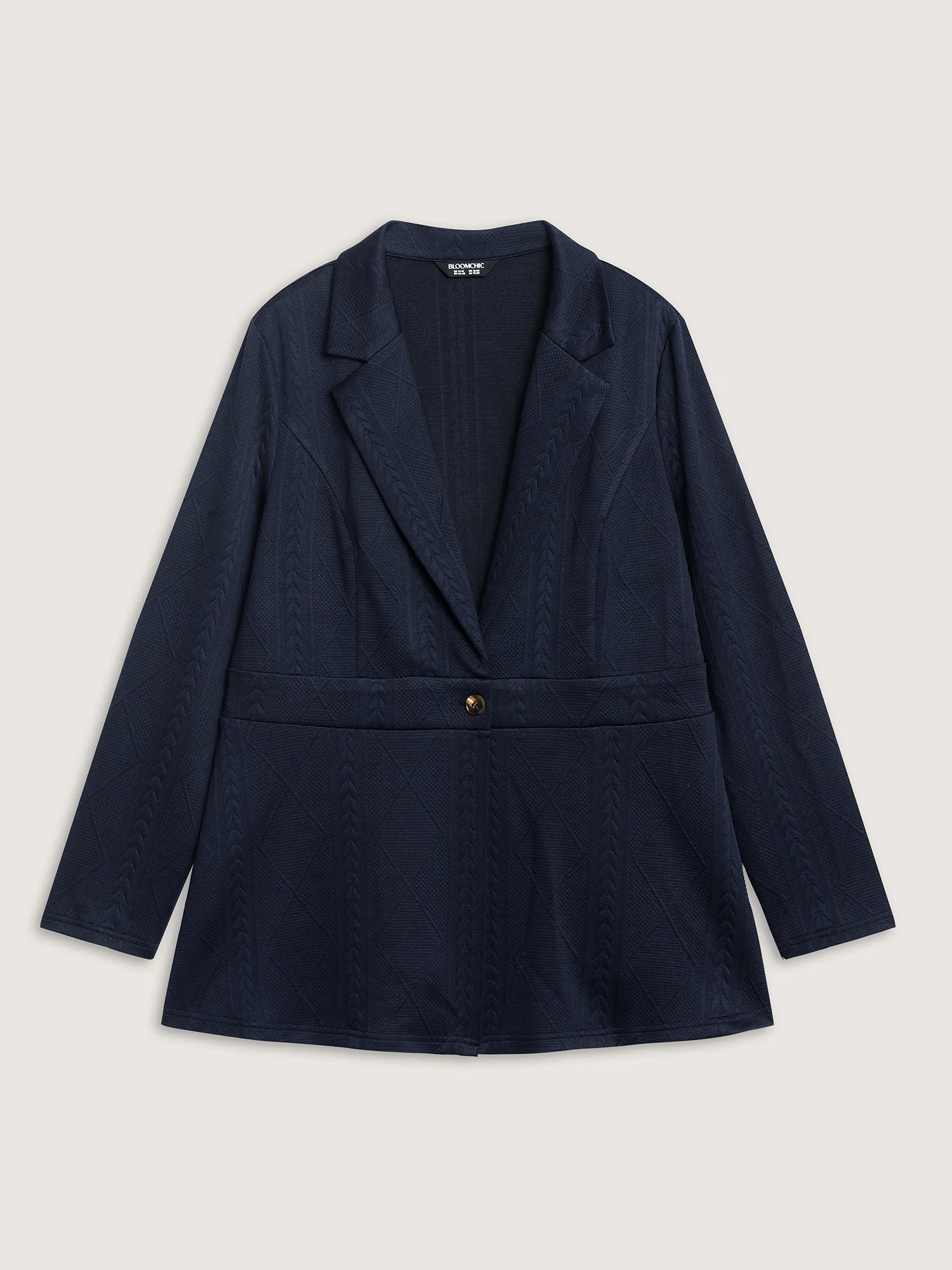 Textured Waist-Defining Solid Blazer - Image 9