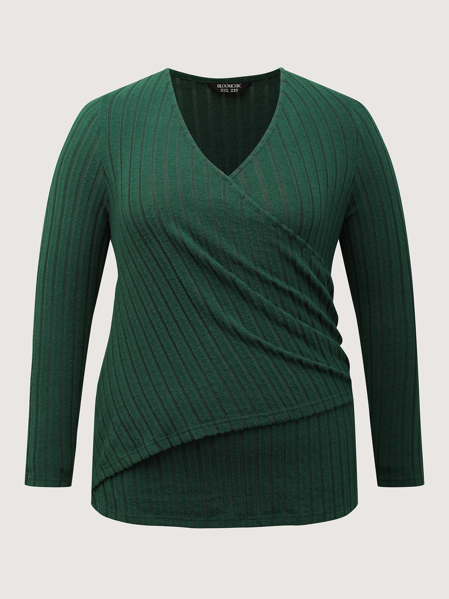 Textured Wrap Button Detail Knit Top - Image 7