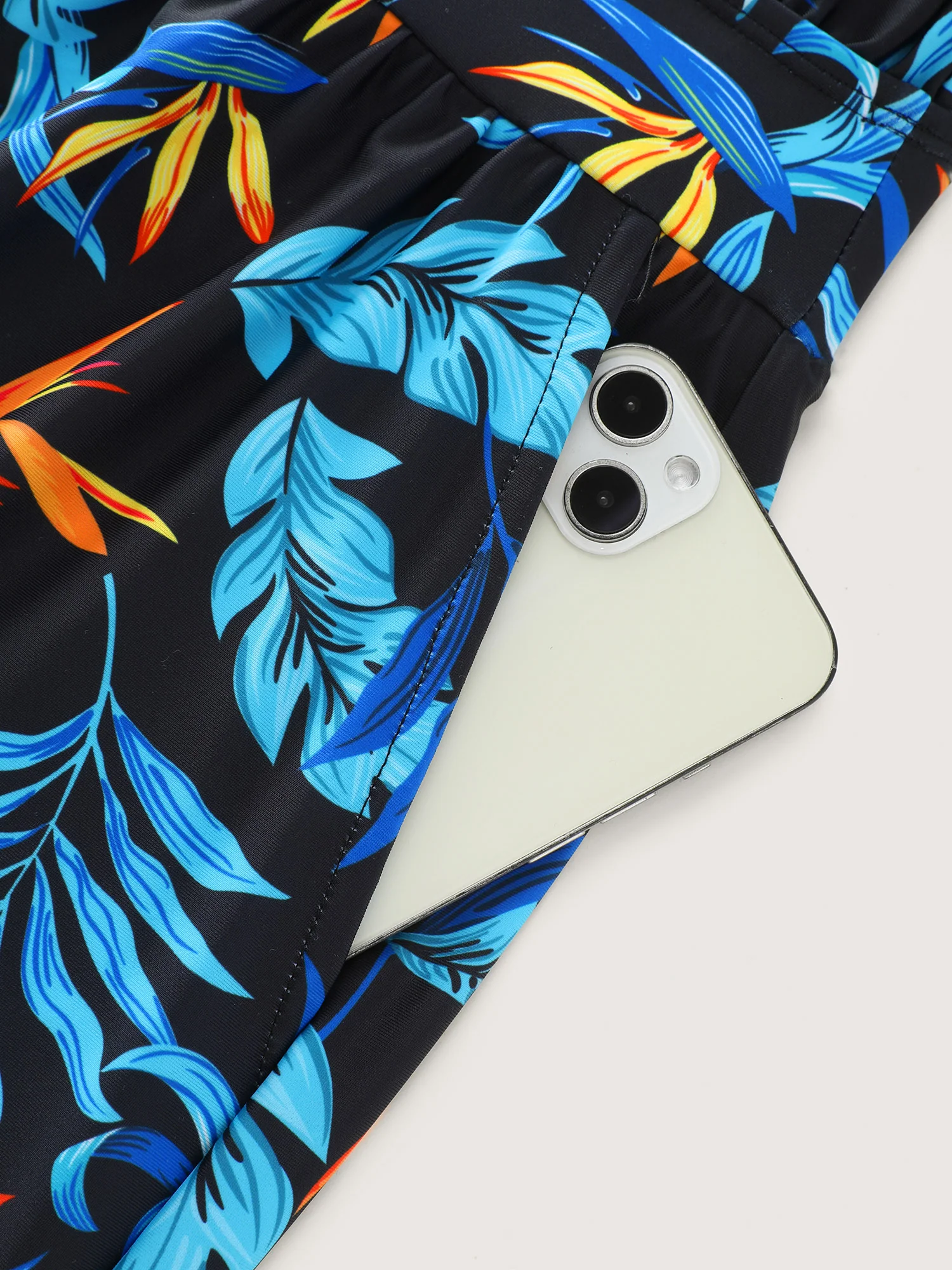 Tropical Flower Print Pockets One-Piece Swimsuit - Image 17
