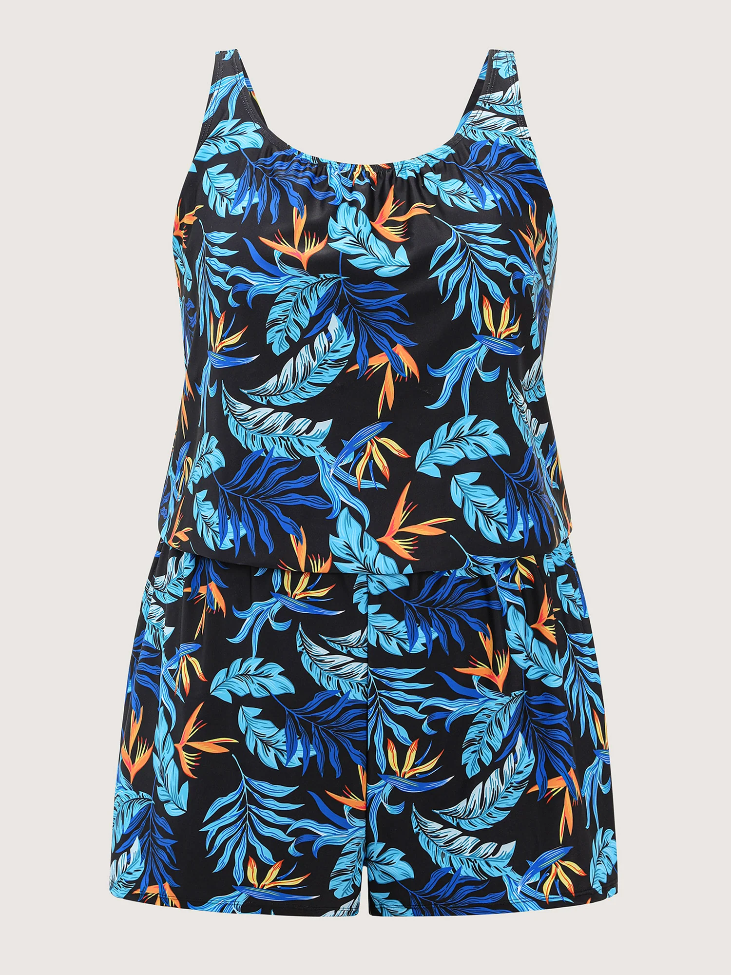 Tropical Flower Print Pockets One-Piece Swimsuit - Image 18