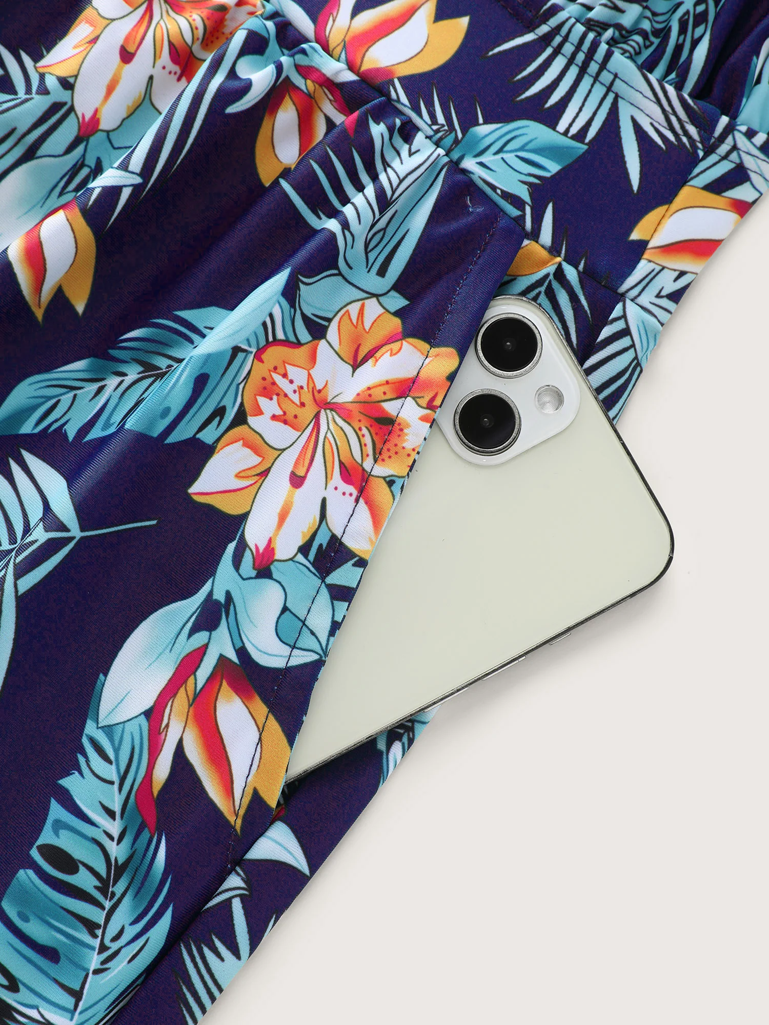 Tropical Flower Print Pockets One-Piece Swimsuit - Image 26