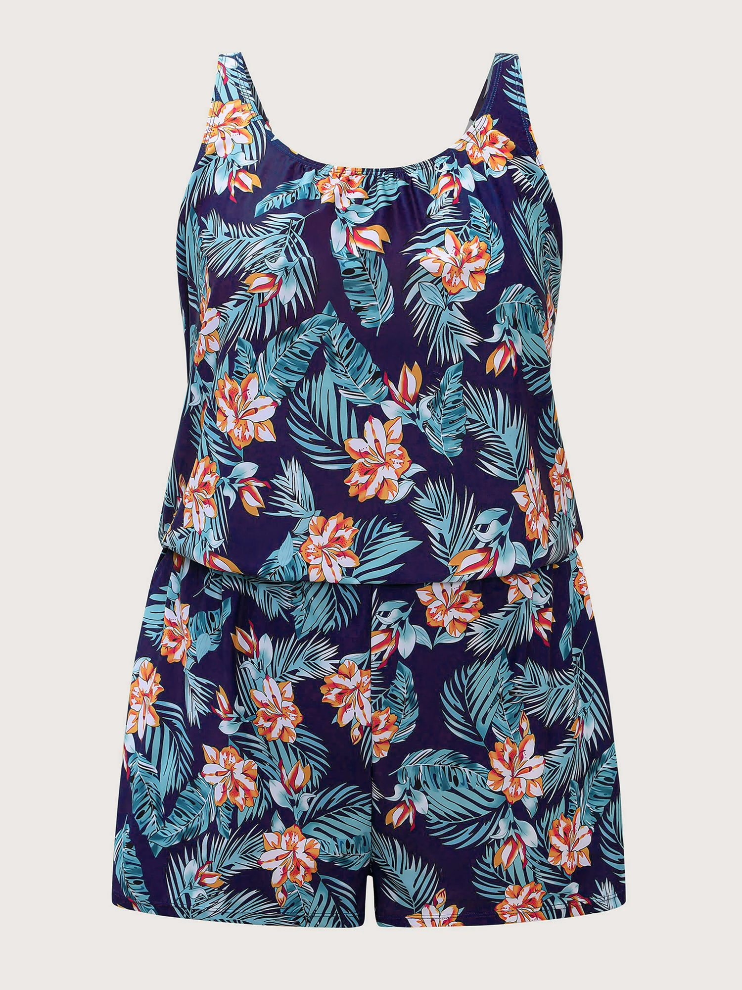 Tropical Flower Print Pockets One-Piece Swimsuit - Image 27