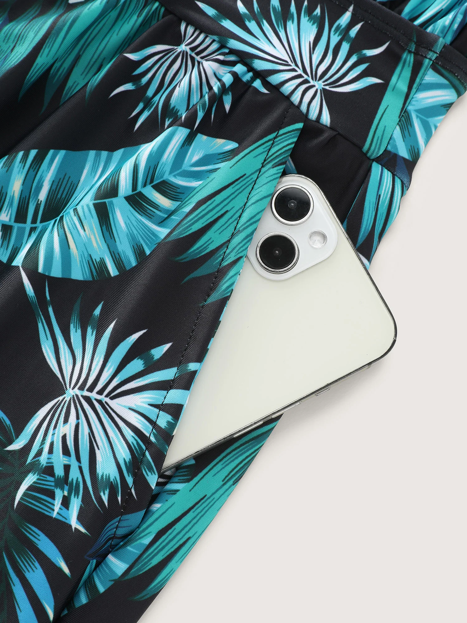 Tropical Flower Print Pockets One-Piece Swimsuit - Image 35